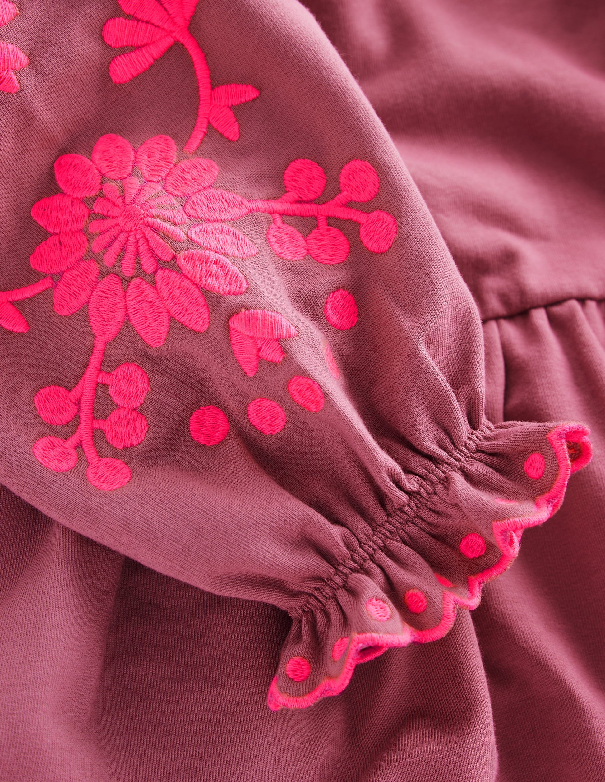 Embroidered Sleeve Dress-Spring Blossom Pink-4
