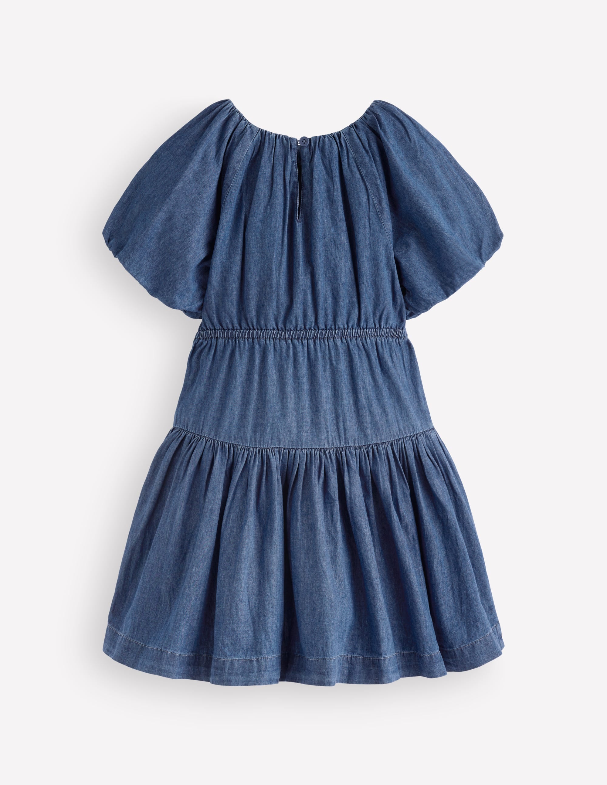 Bow Waist Woven Dress-Mid Vintage Denim - Image 3