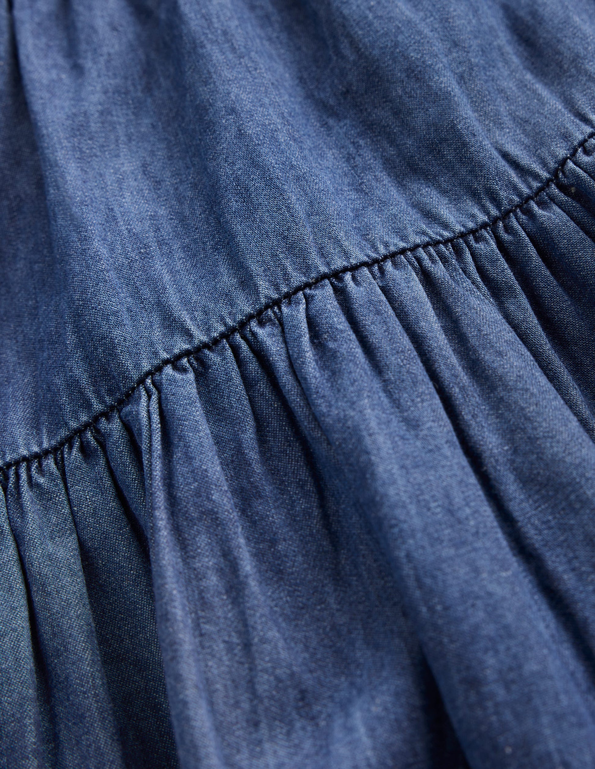 Bow Waist Woven Dress-Mid Vintage Denim-4