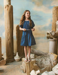 Bow Waist Woven Dress-Mid Vintage Denim