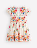Pretty Cape Dress-Multi Vintage Floral Placement