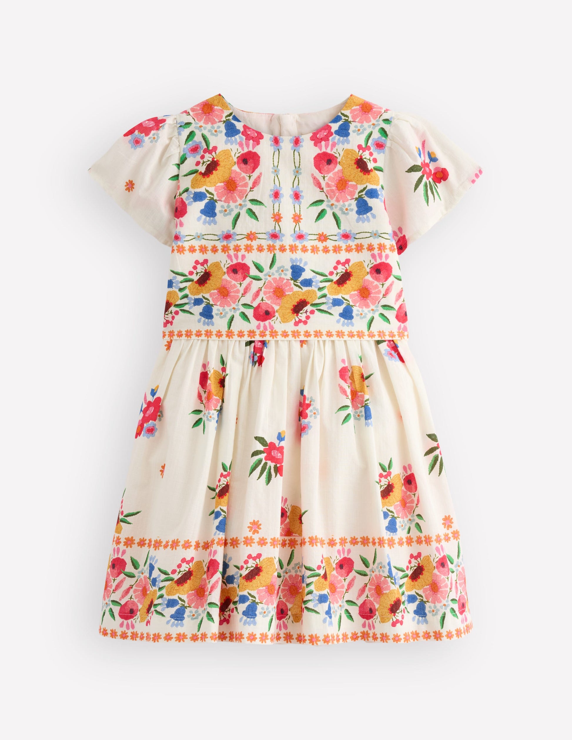 Pretty Cape Dress-Multi Vintage Floral Placement-2