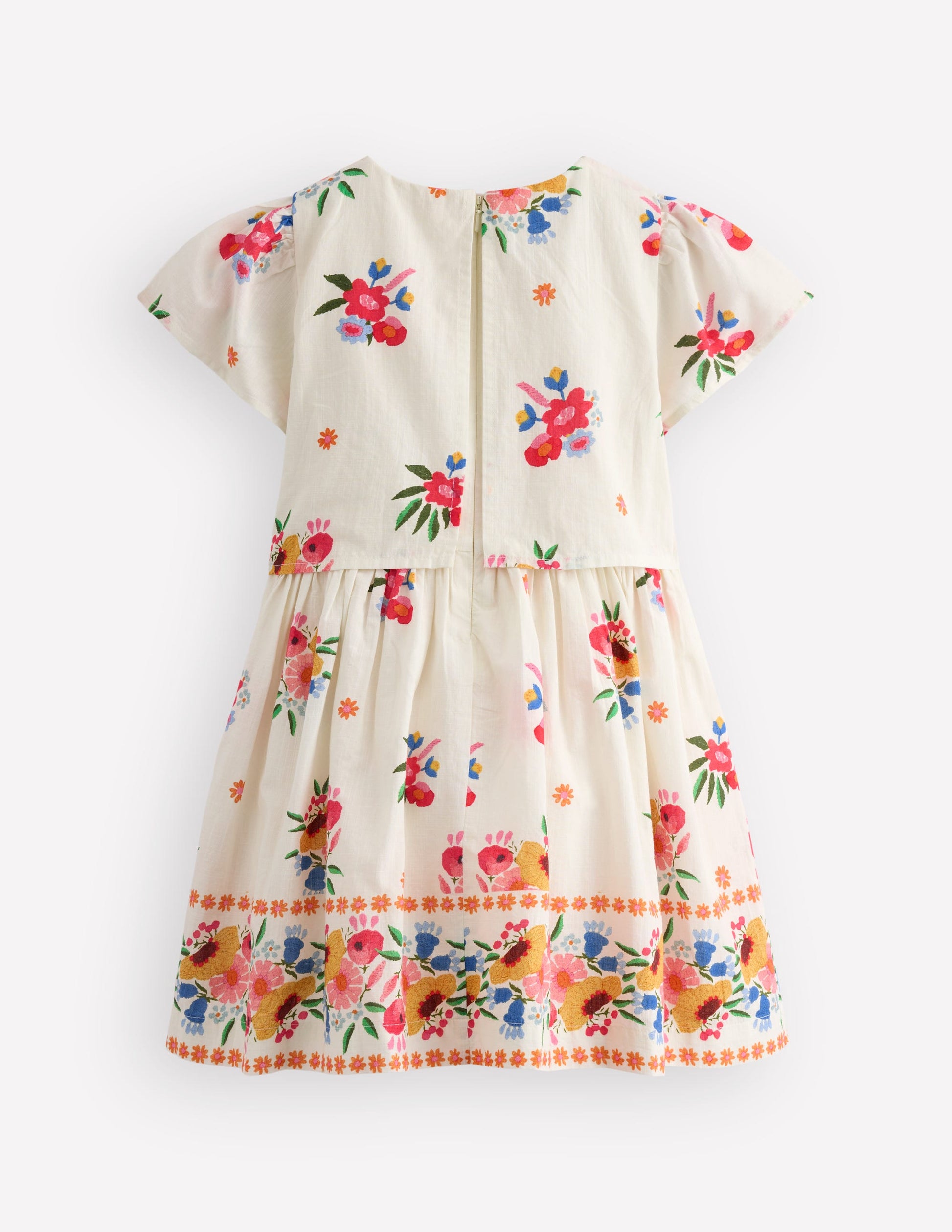 Pretty Cape Dress-Multi Vintage Floral Placement-3