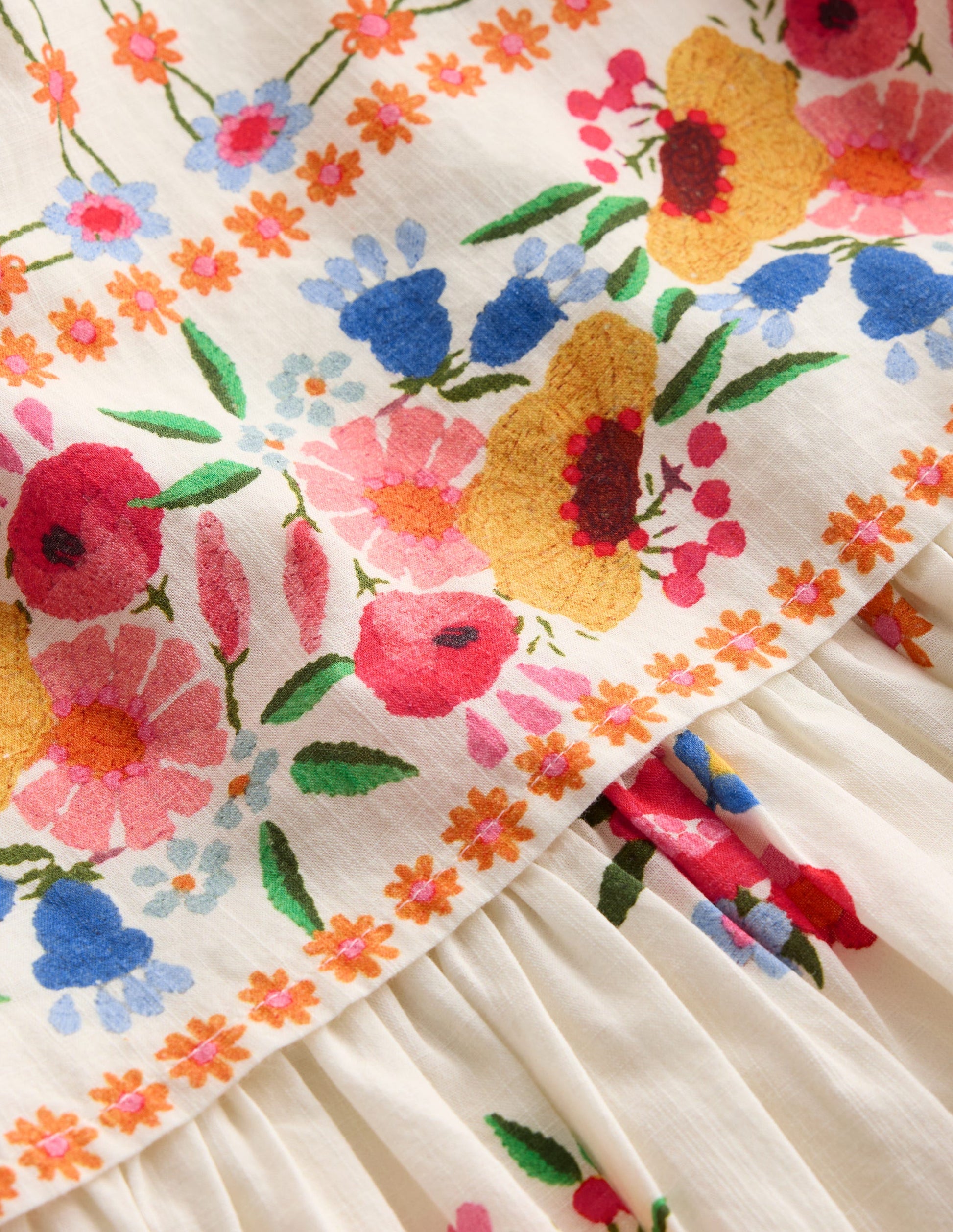 Pretty Cape Dress-Multi Vintage Floral Placement-4