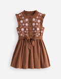 Ruffle Shirt Dress-Brown