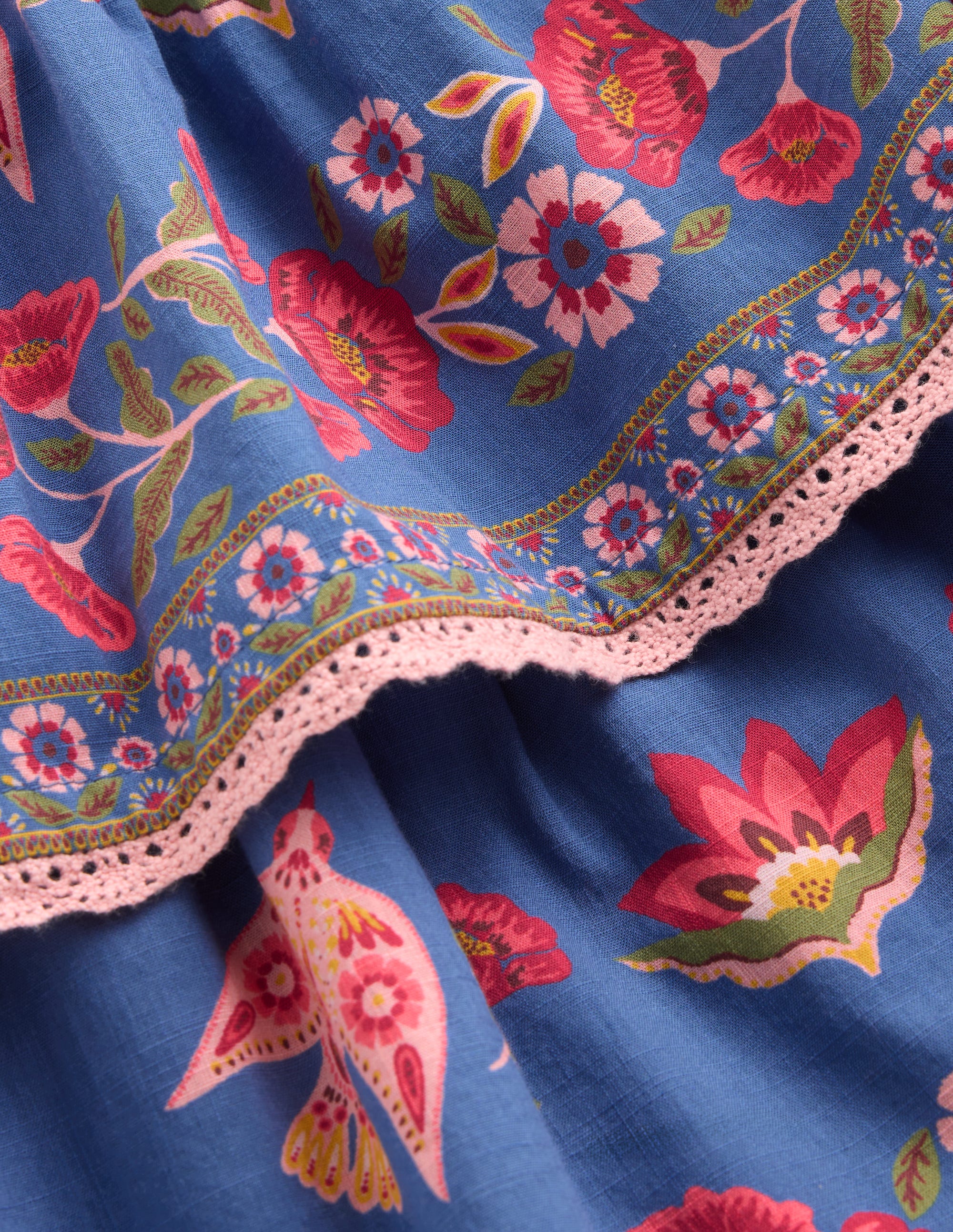 Printed Tiered Woven Dress-Blue Birds Placement - Image 4