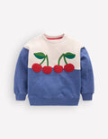 Bobbie Appliqué Sweatshirt-Oatmeal Marl Cherries