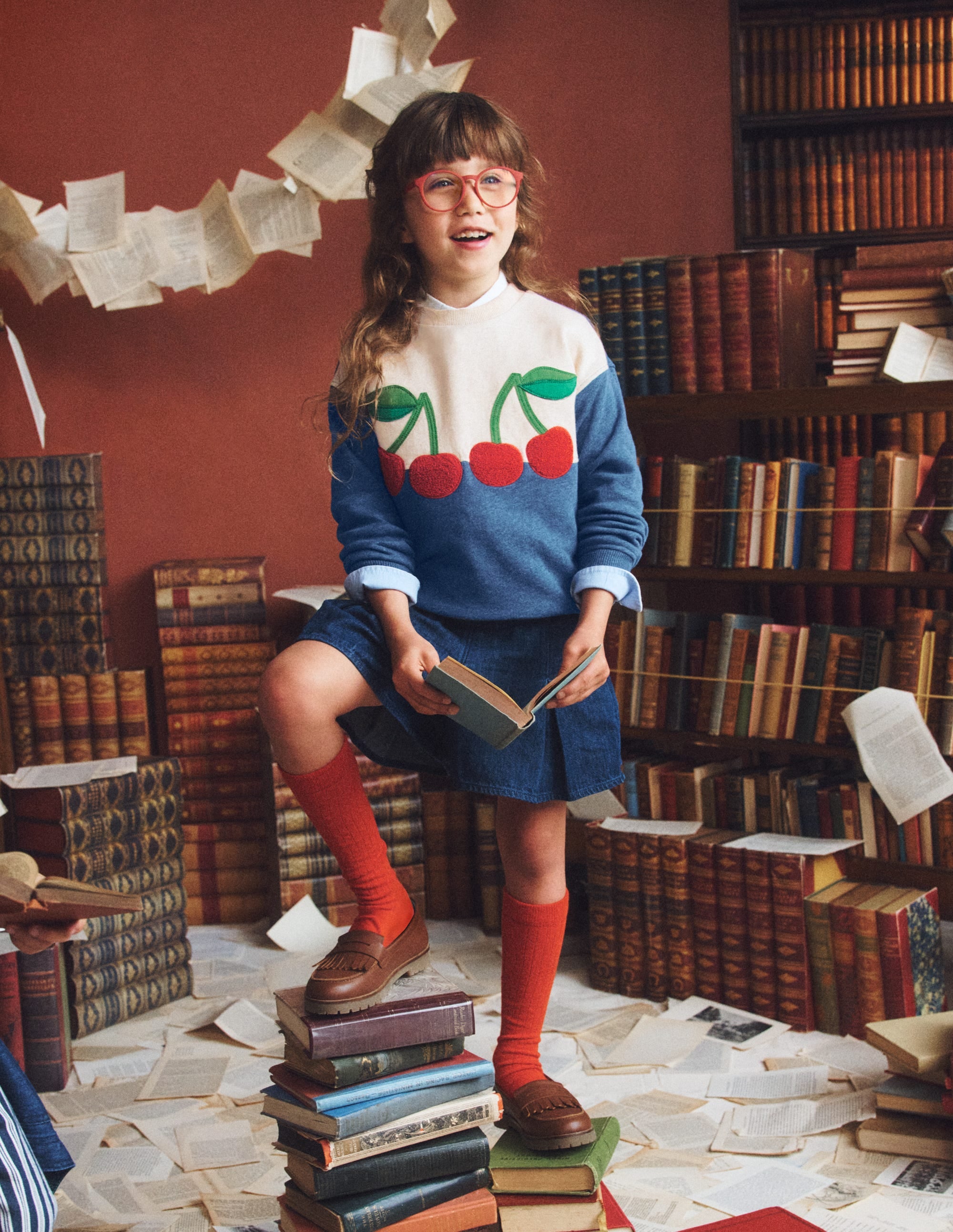 Bobbie Appliqué Sweatshirt-Oatmeal Marl Cherries - Image 1
