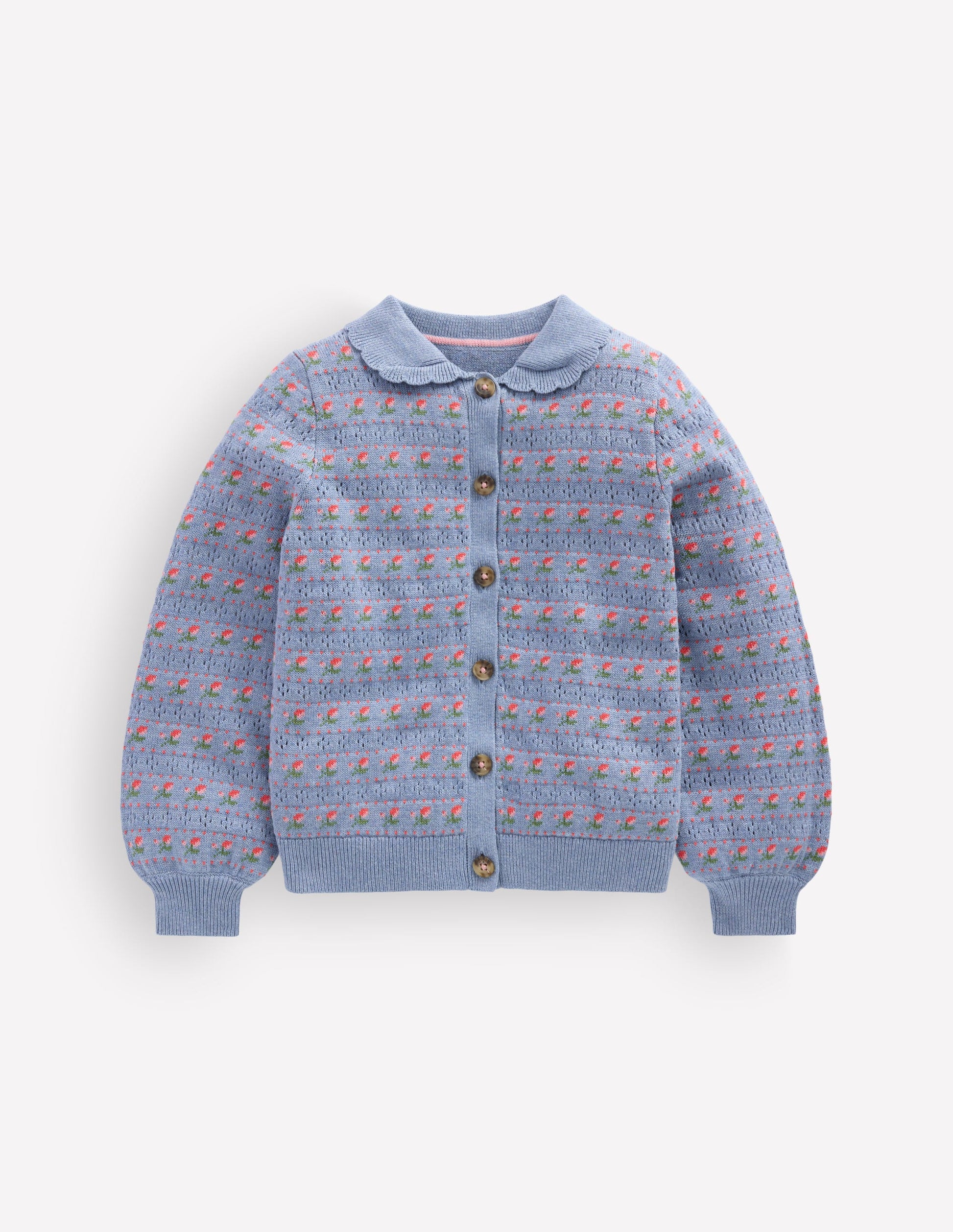 Collared Cardigan-Glacier Blue Marl Roses-2
