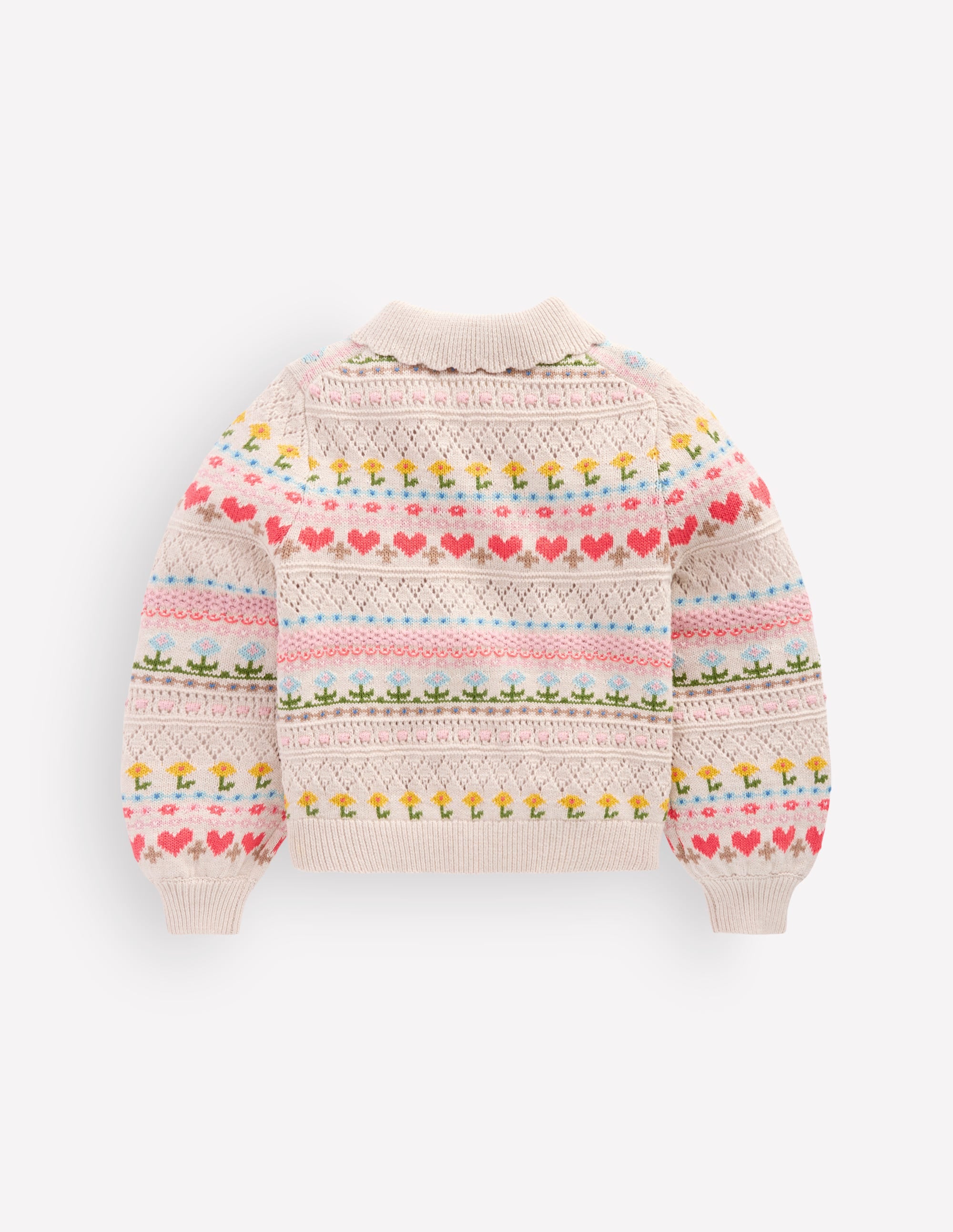 Collared Cardigan-Oatmeal Marl Flowers - Image 3