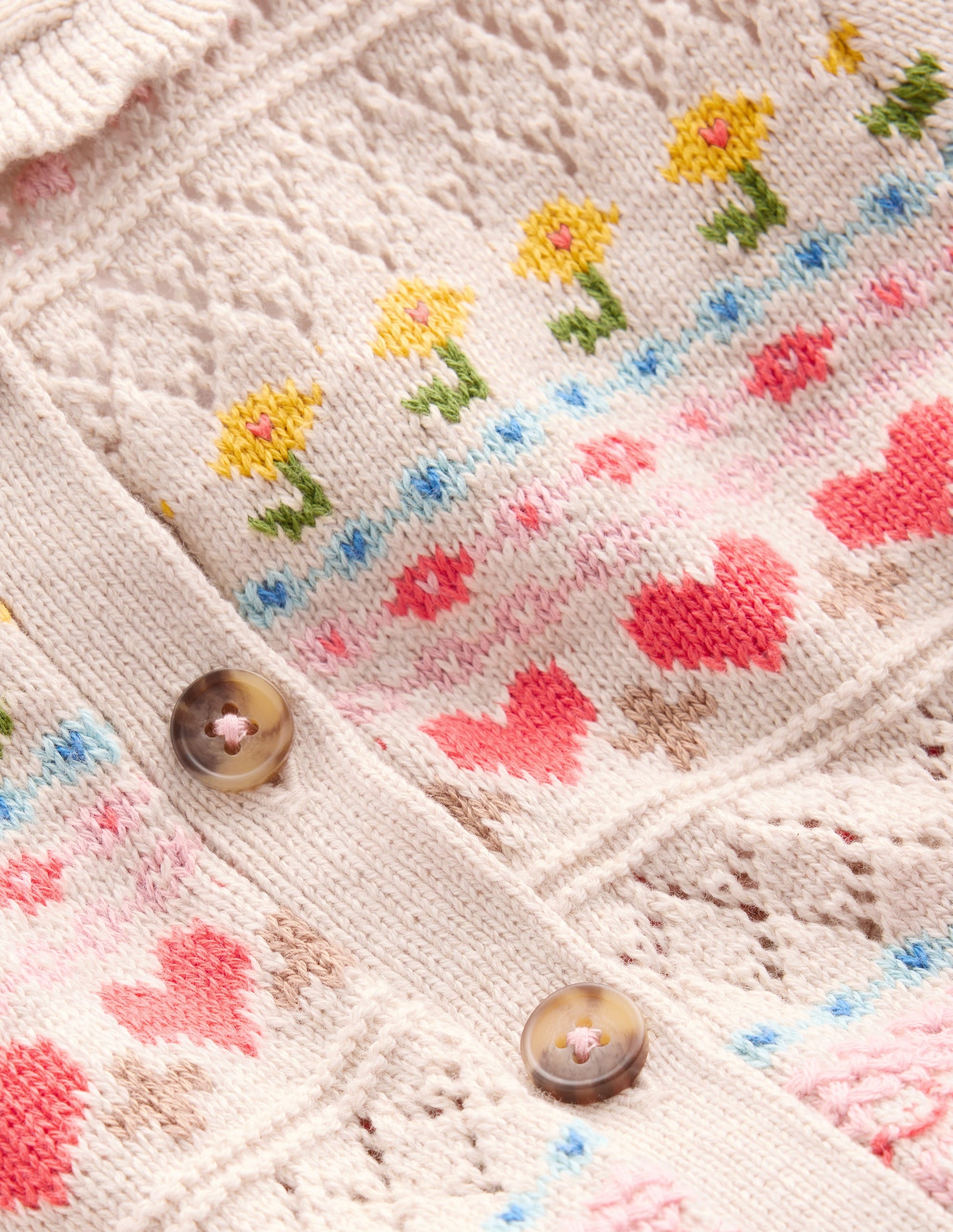 Collared Cardigan-Oatmeal Marl Flowers-4