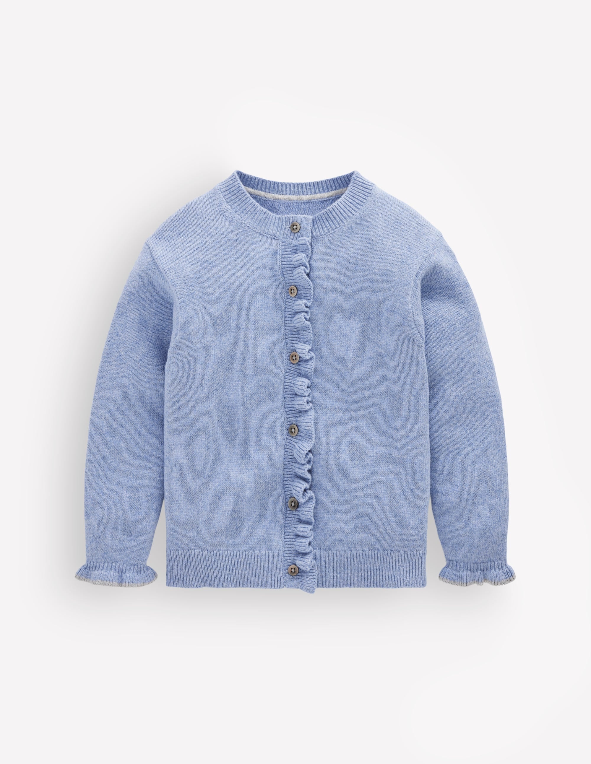 Everyday Frilled Cardigan-French Blue Marl - Image 3