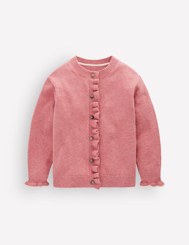 Everyday Frilled Cardigan-Vintage Rose