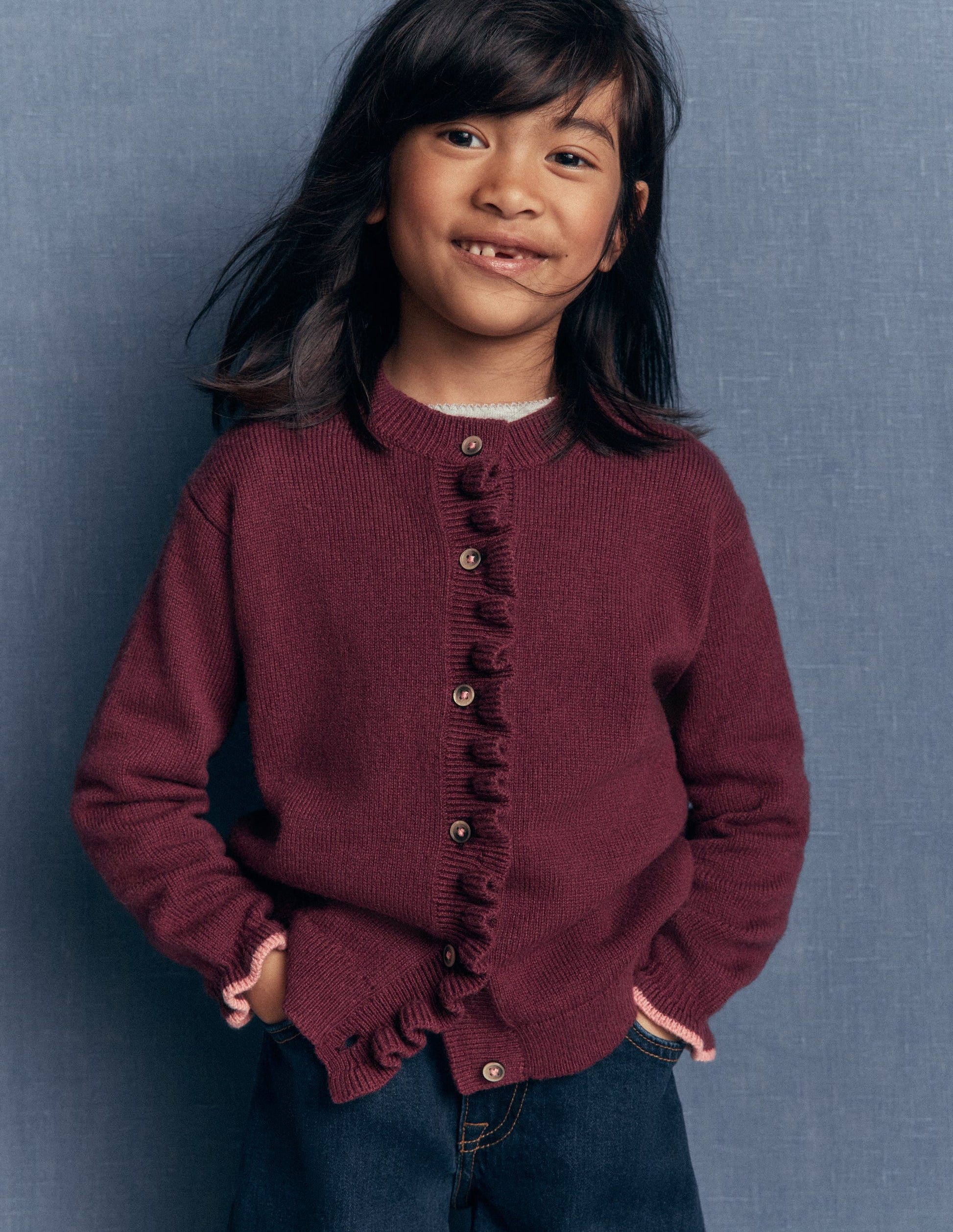 Everyday Frilled Cardigan-Deep Wisteria-1
