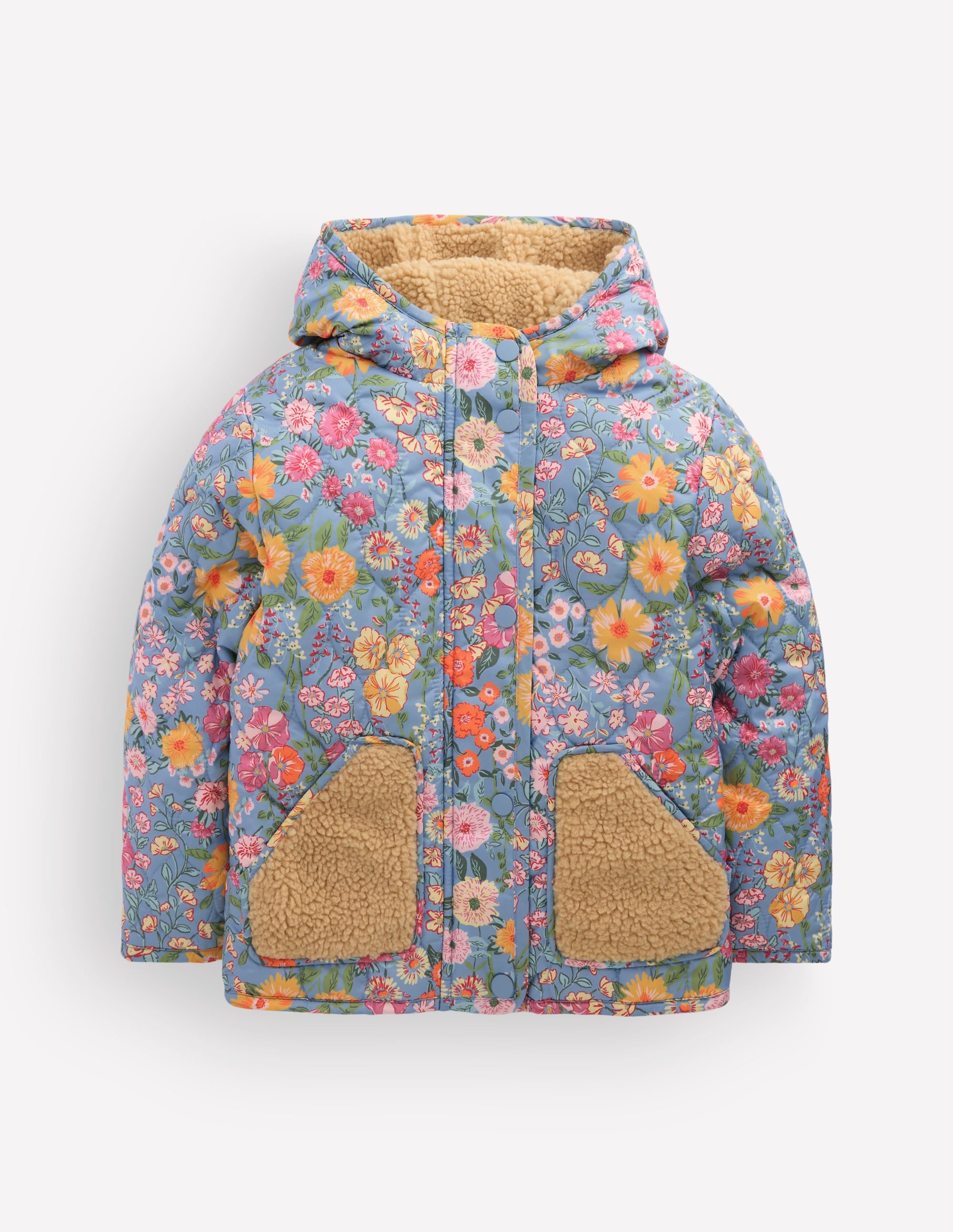 Borg Padded Jacket-Blue Floral - Image 2