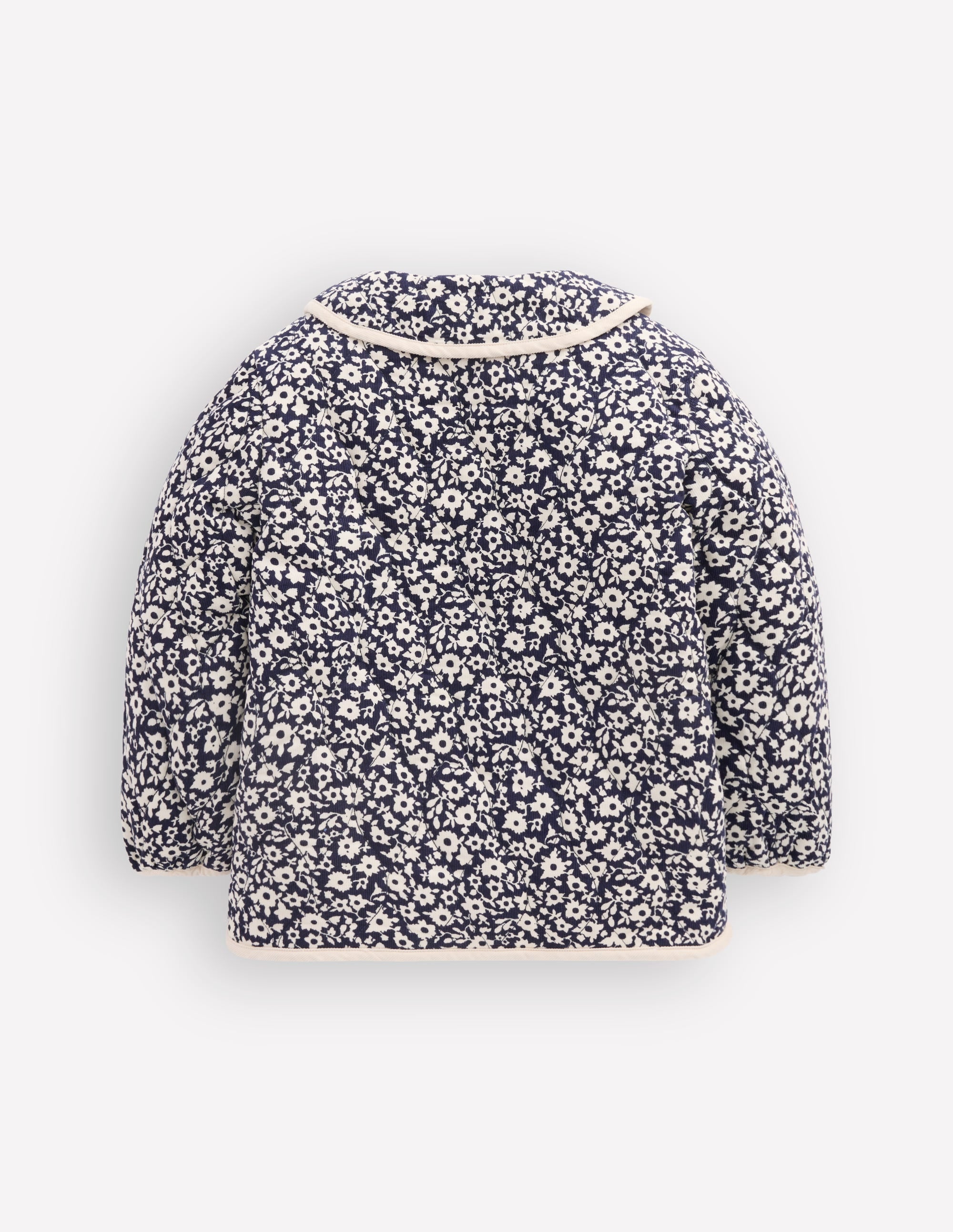 Quilted Cord Jacket-Navy Floral Print - Image 3