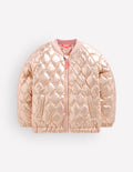 Quilted Bomber Jacket-Gold Metallic