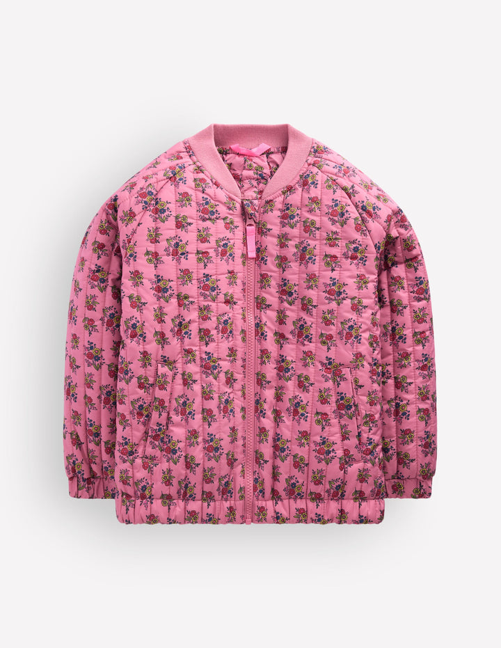 Quilted Bomber Jacket-Vintage Rose Sprouting Garden