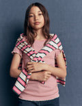 Short Sleeve Rib T-Shirt-Pink Stripe