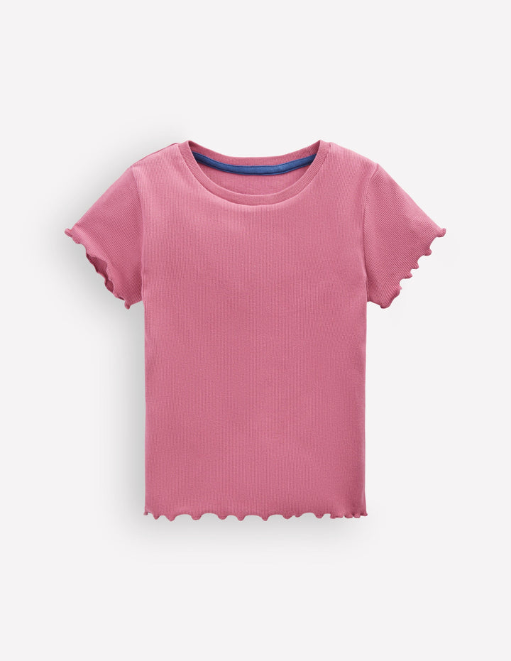 Short Sleeve Rib T-Shirt-Pink Heather