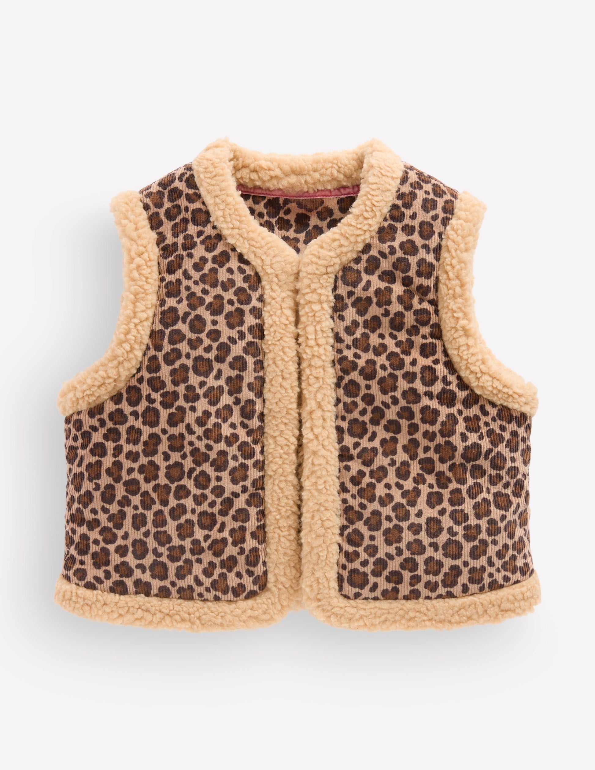 Borg Trim Gilet-Brown Leopard-1