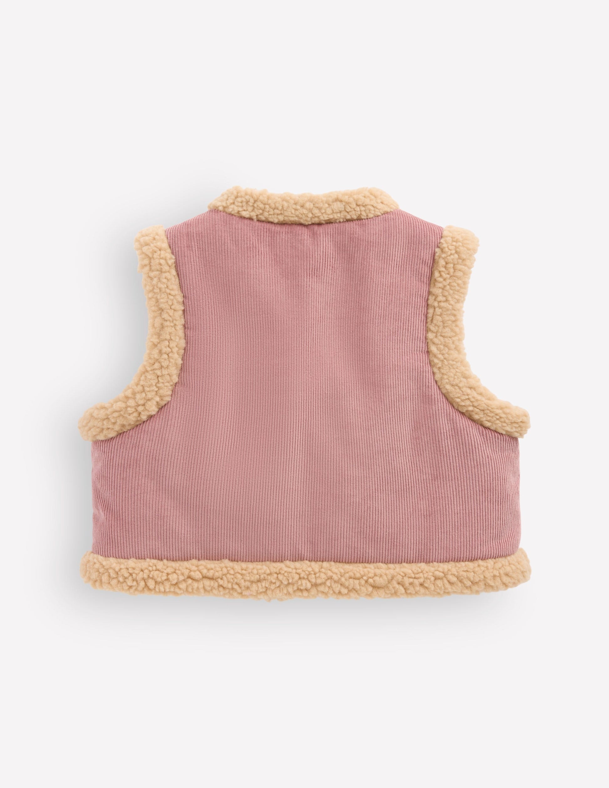 Borg Trim Gilet-Pink Floral Embroidery-3