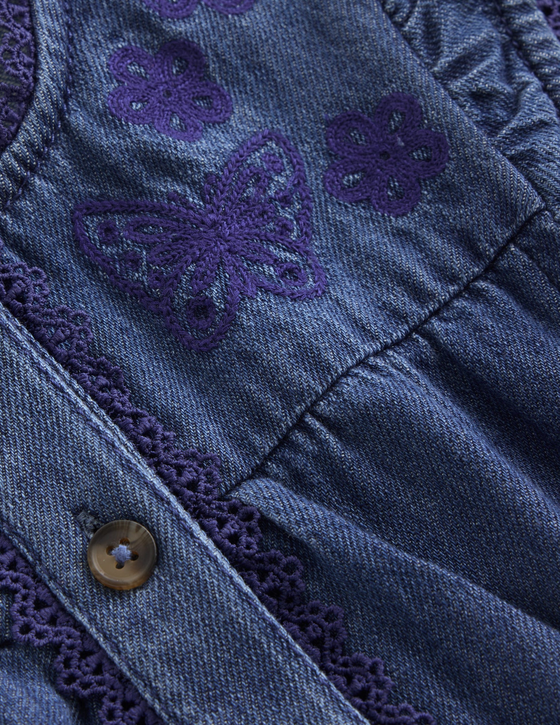 Flutter Sleeve Denim Jumpsuit-Mid Vintage-6