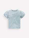 Puff Sleeve Jersey Top-Cornish Blue