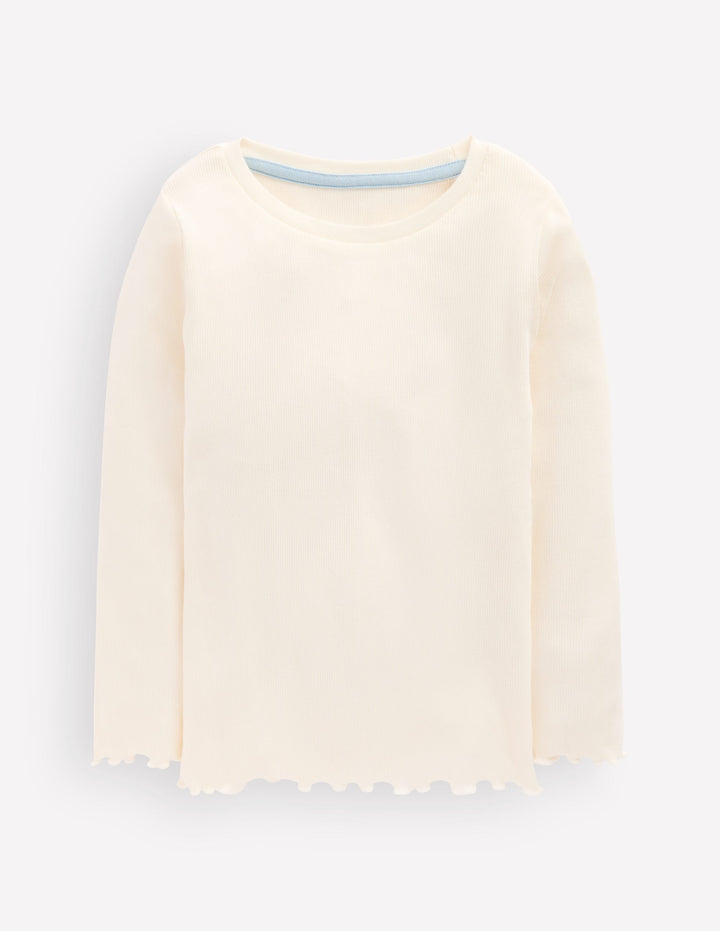 Ribbed Long Sleeve T-shirt-Soft Ivory