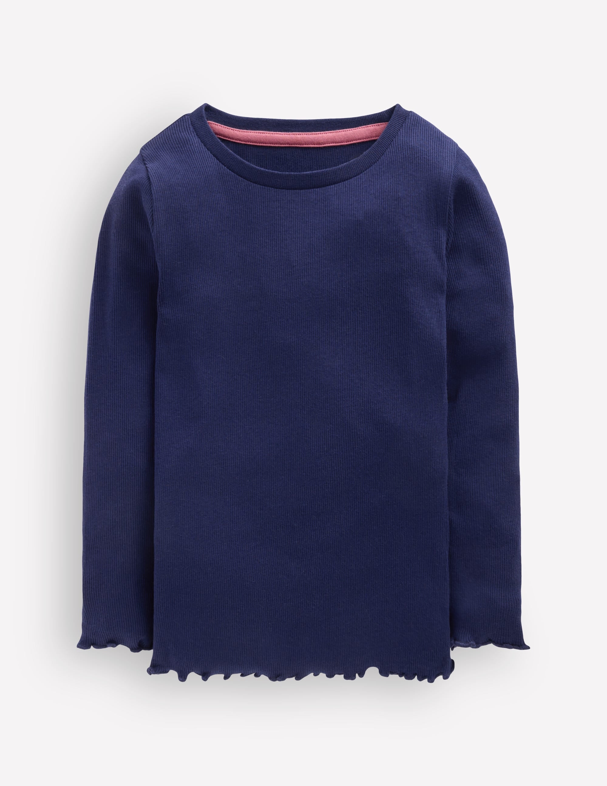 Ribbed Long Sleeve T-Shirt-College Navy - Image 1
