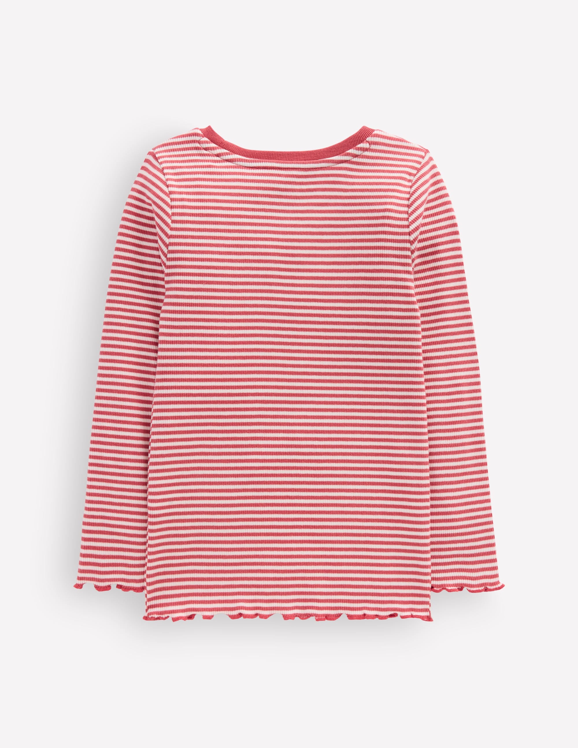 Ribbed Long Sleeve T-shirt-Pink/ Soft Ivory Stripe - Image 2