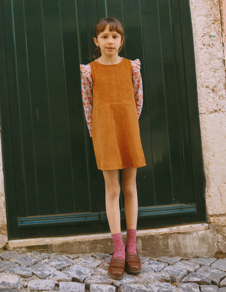 Willa Pinafore Dress-Cognac