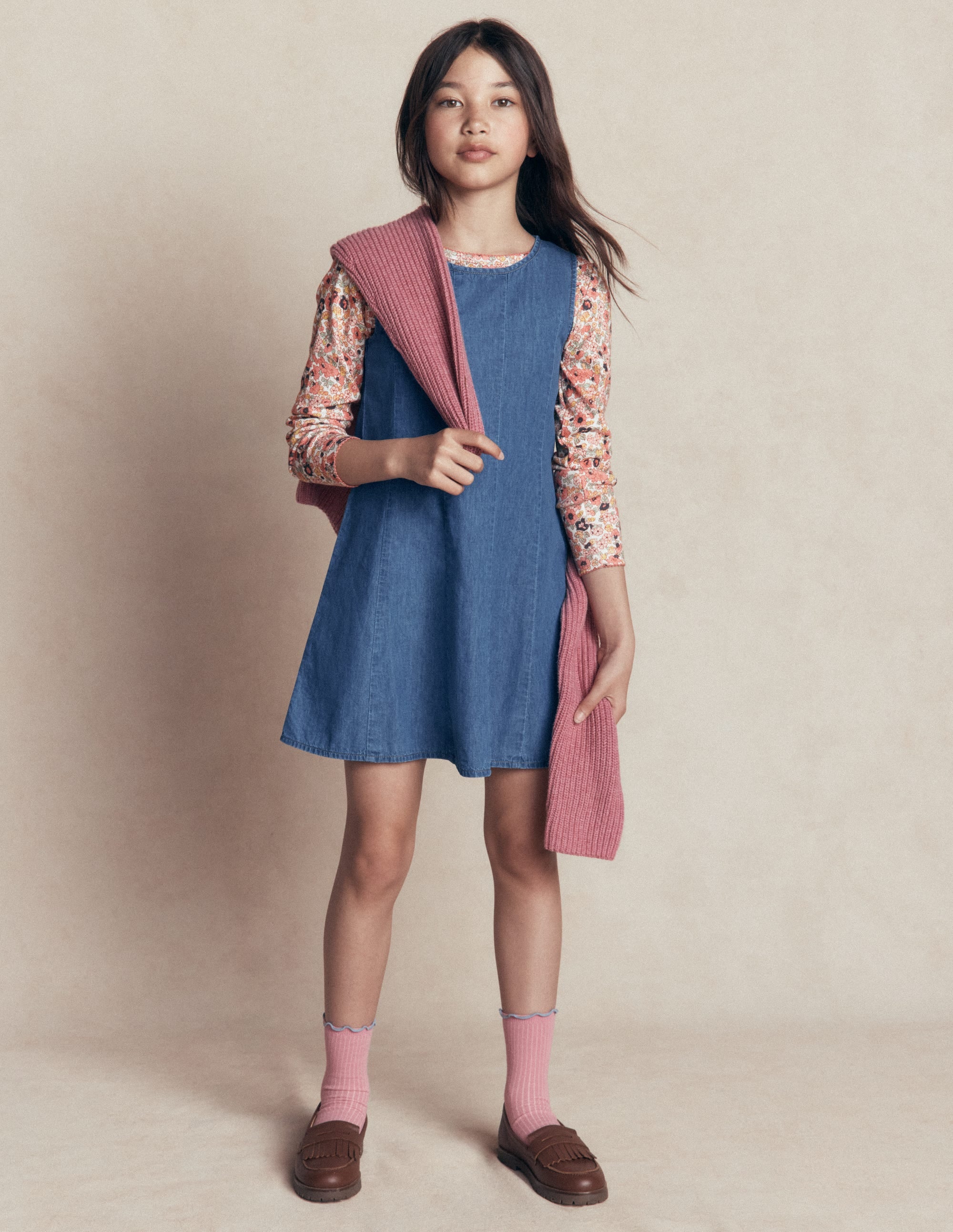 Willa Pinafore Dress-Mid Denim - Image 1