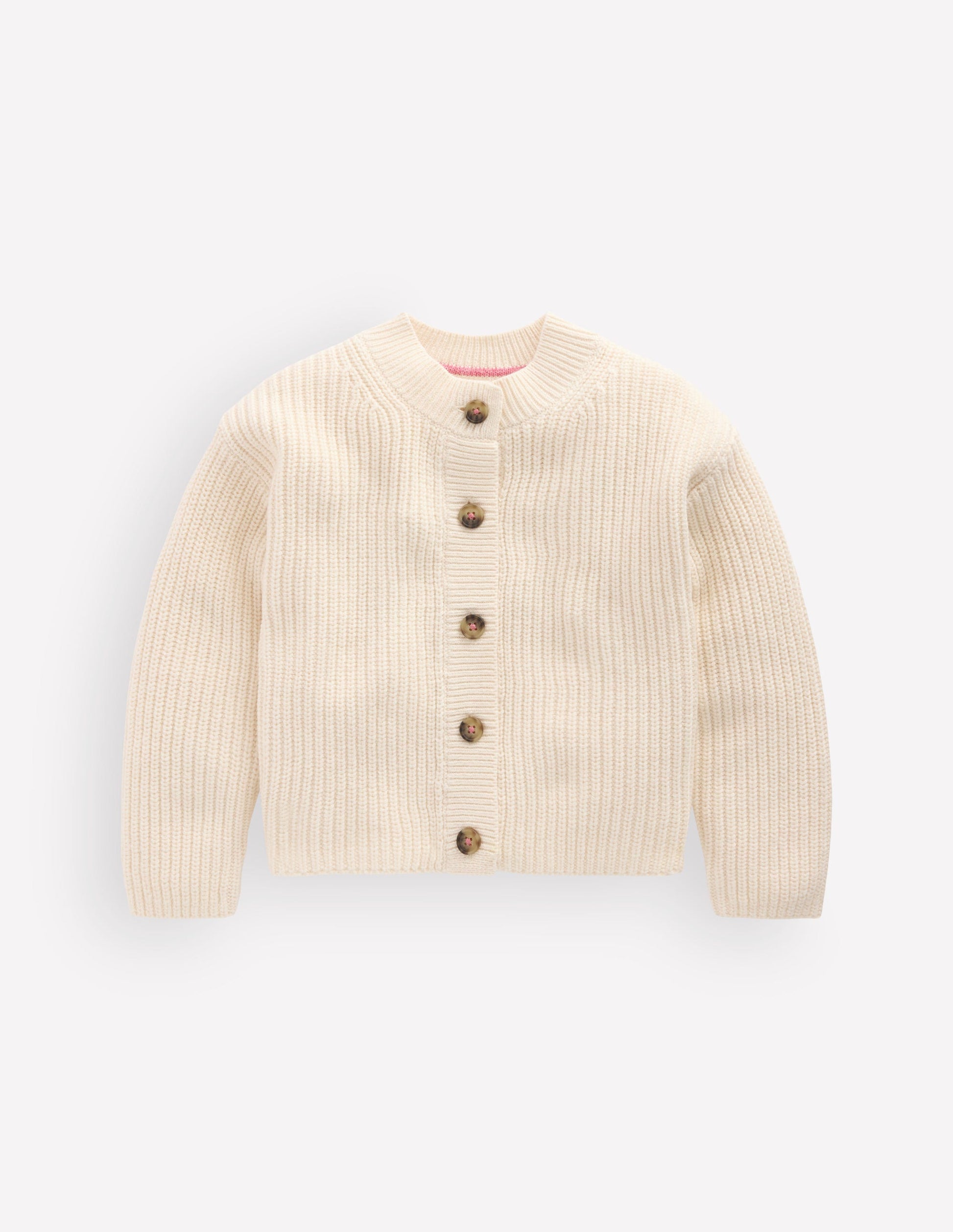 Chunky Everyday Cardigan-Ecru Marl-1