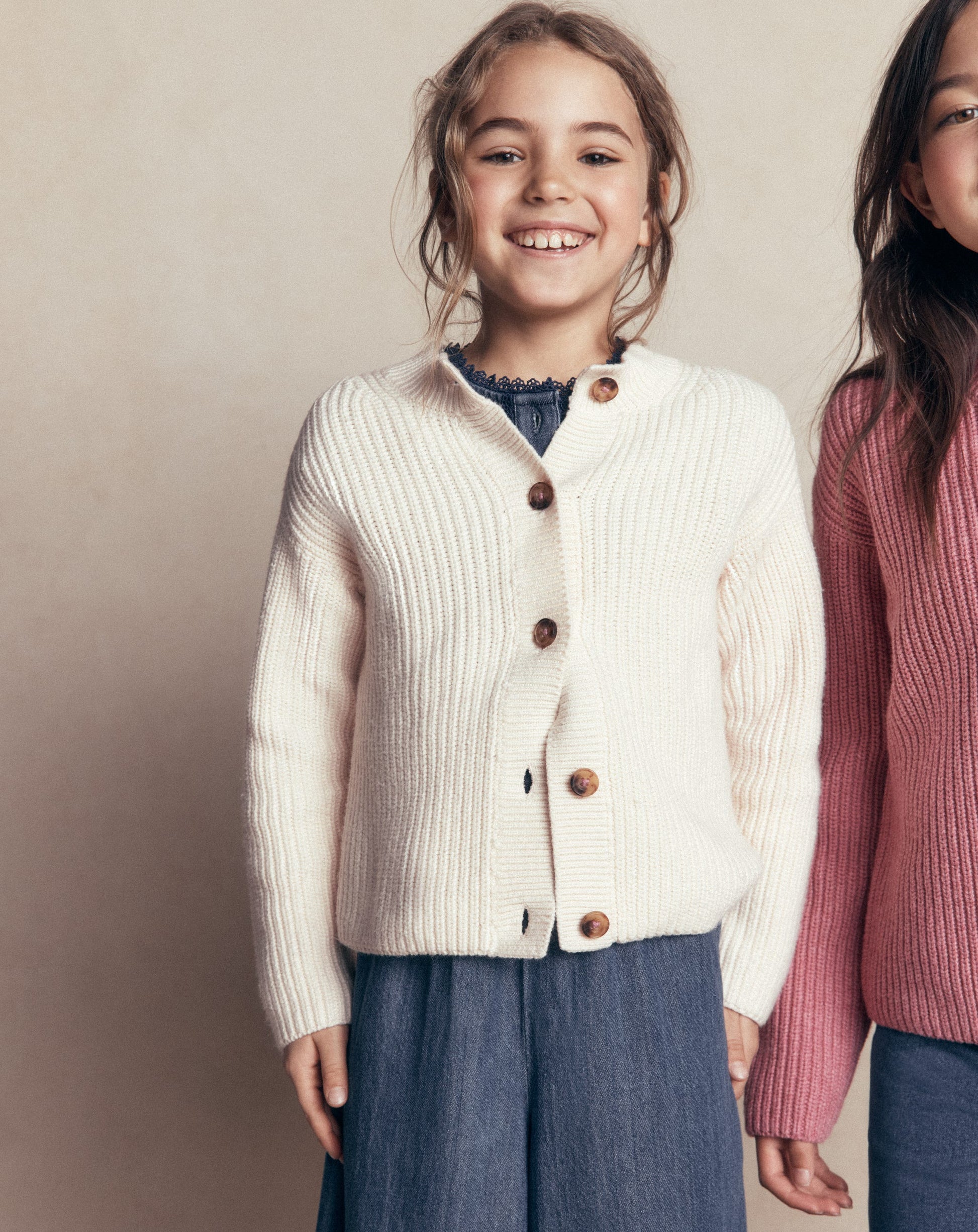 Chunky Everyday Cardigan-Pink Heather Marl-1