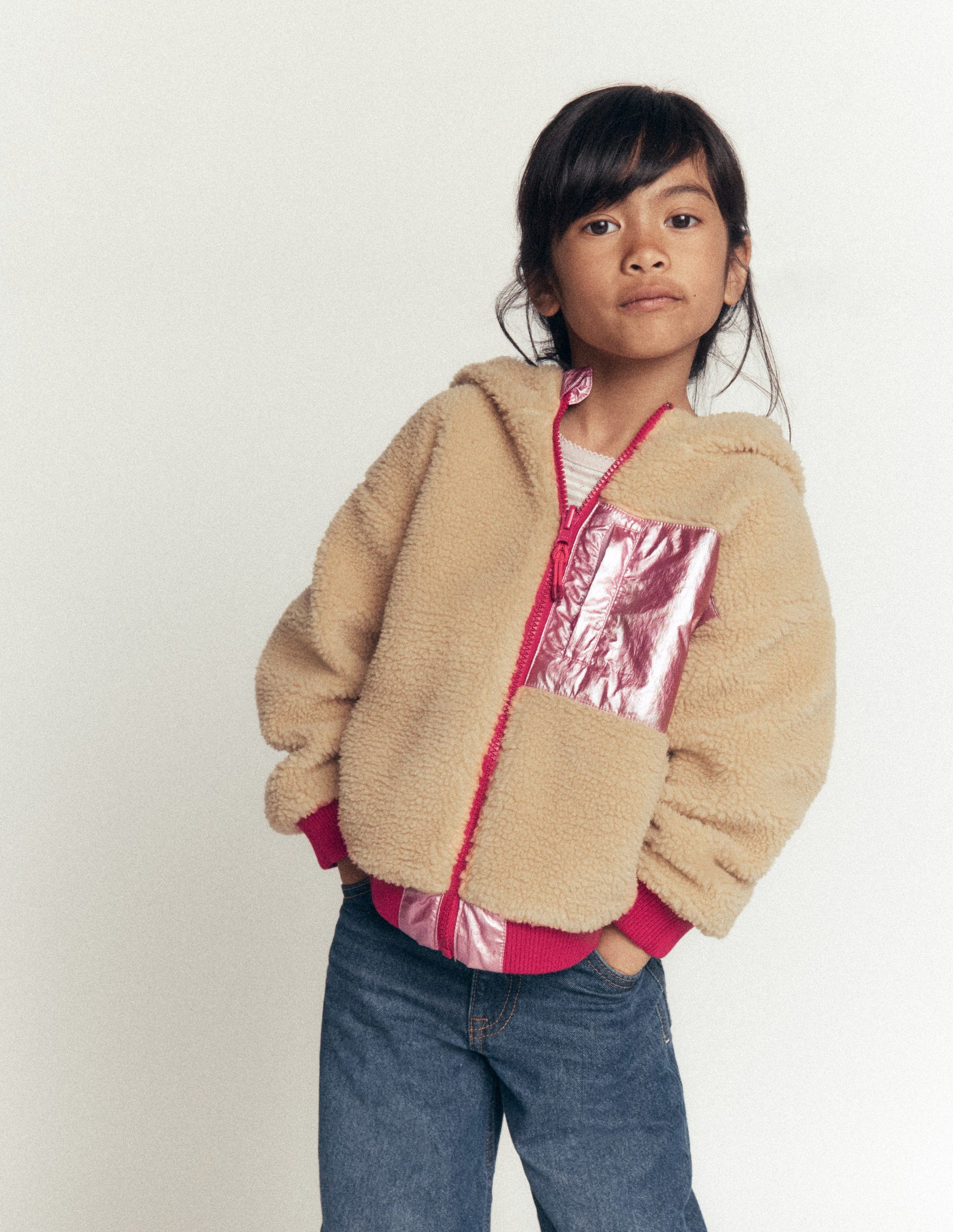 Reversible Borg Hooded Bomber-Pink Metallic-5