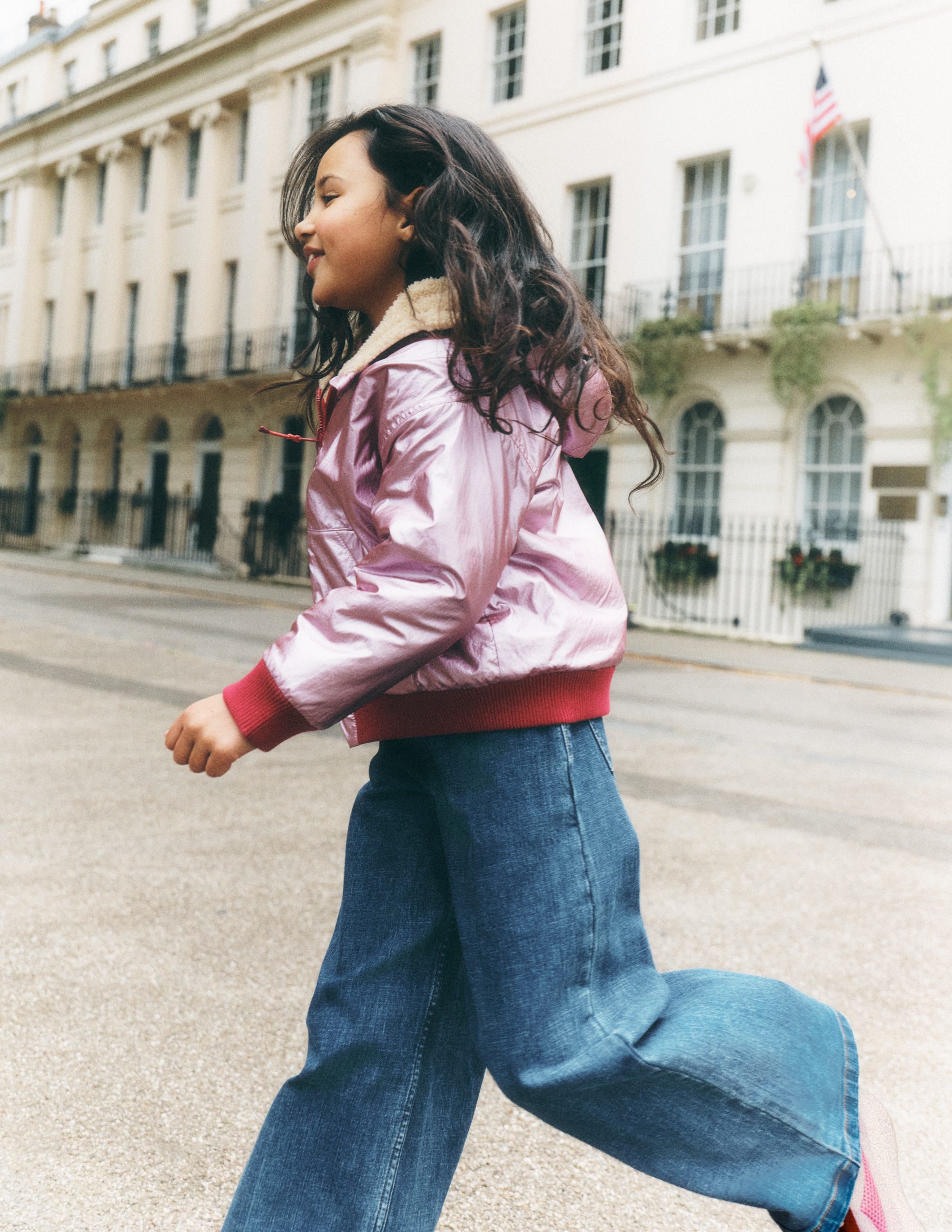 Reversible Borg Hooded Bomber-Pink Metallic - Image 1