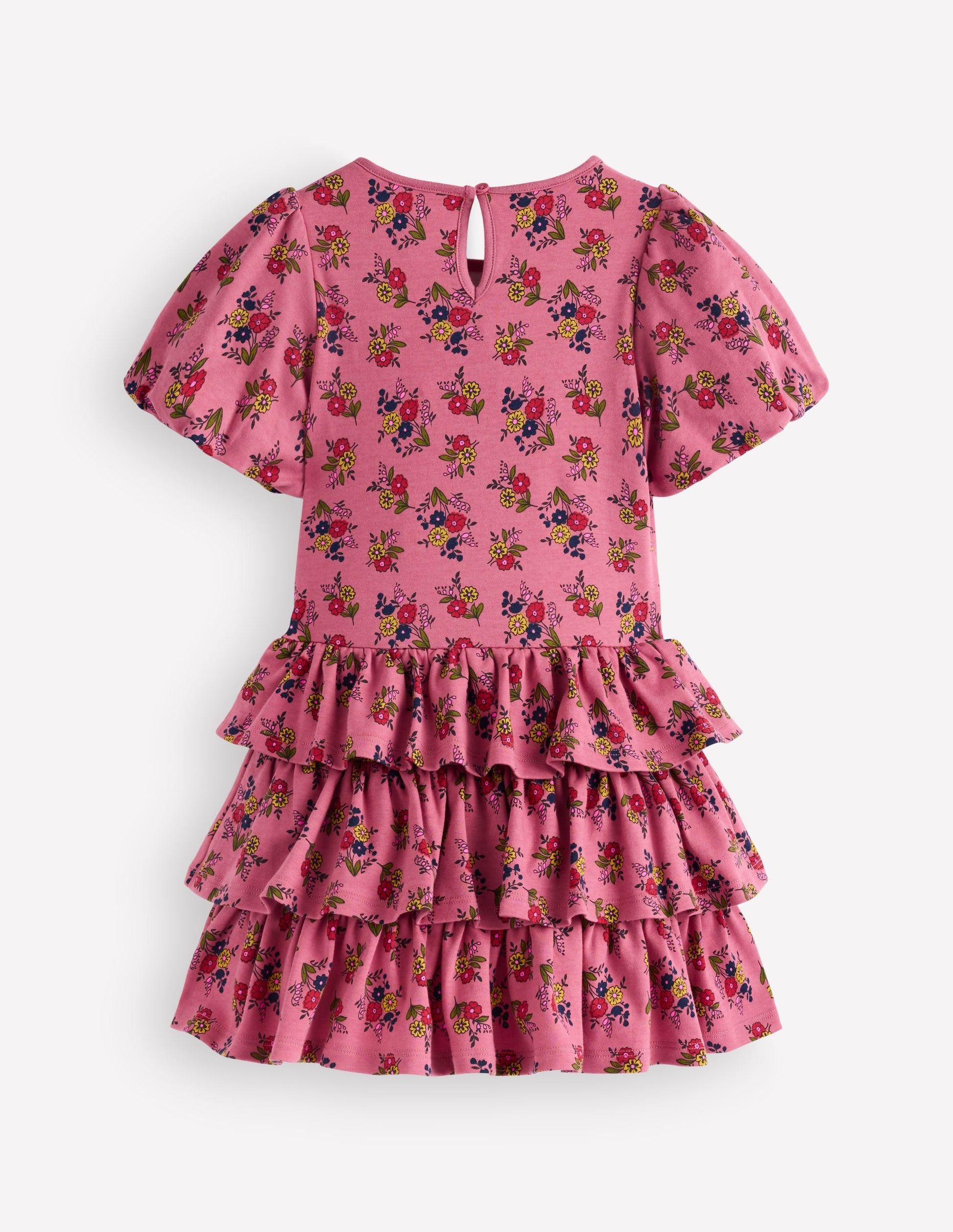 Ruffle Skirt Jersey Dress-Formica Pink Floral Bunches-3