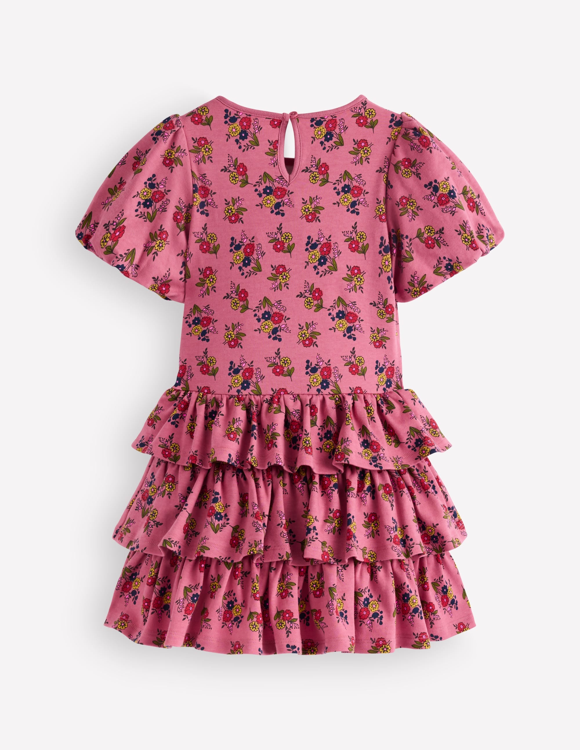 Ruffle Skirt Jersey Dress-Formica Pink Floral Bunches - Image 3