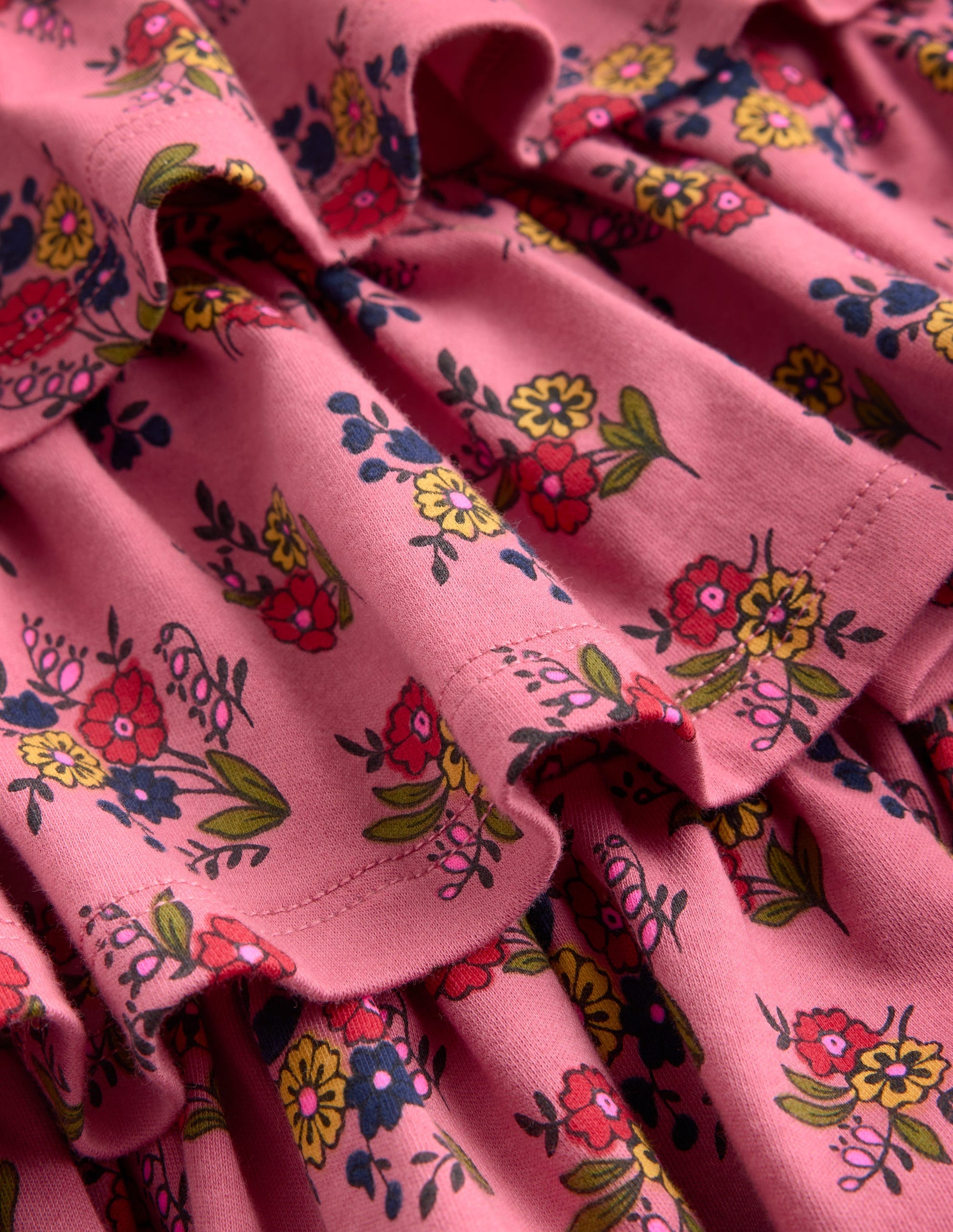 Ruffle Skirt Jersey Dress-Formica Pink Floral Bunches-4