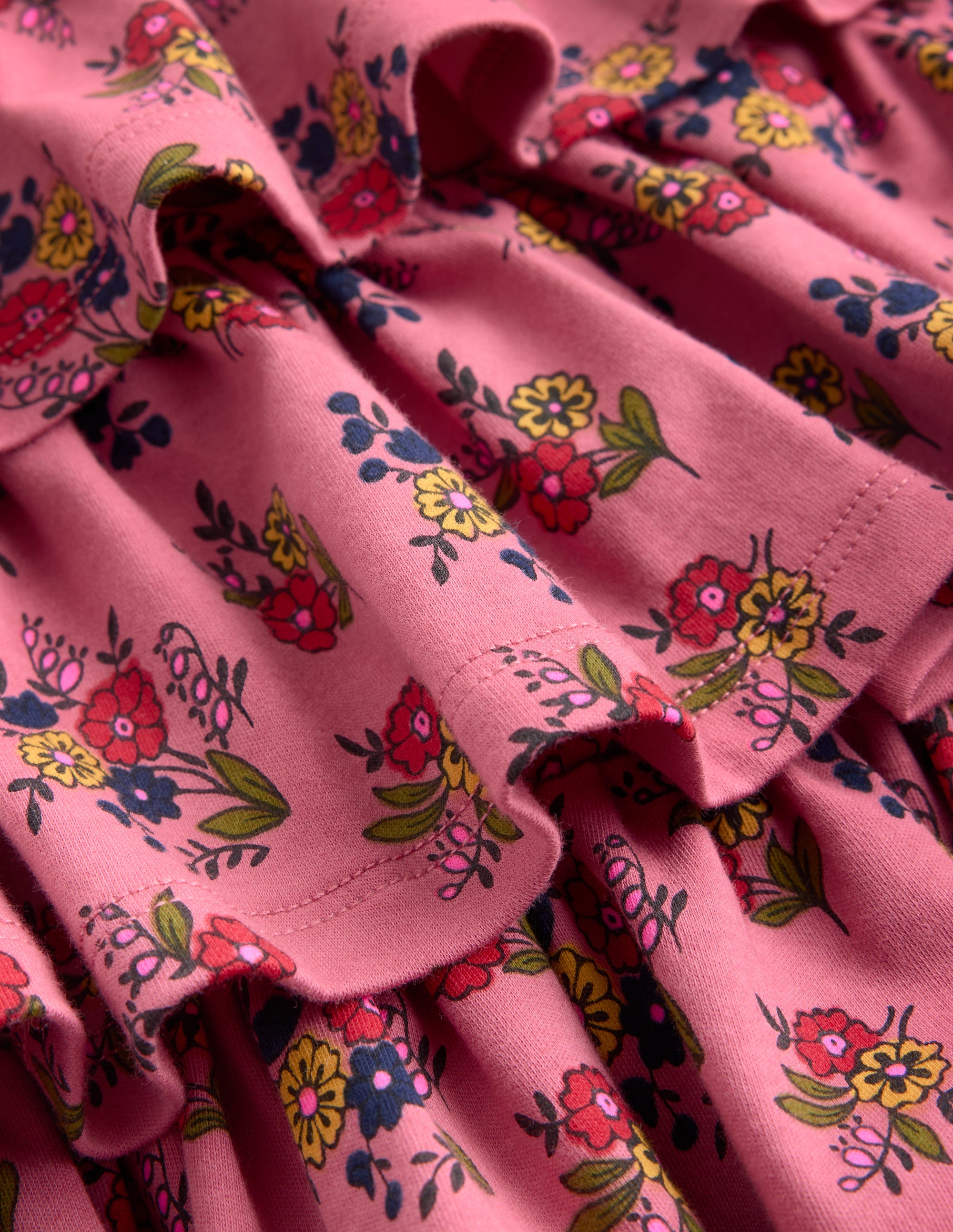 Ruffle Skirt Jersey Dress-Formica Pink Floral Bunches - Image 4