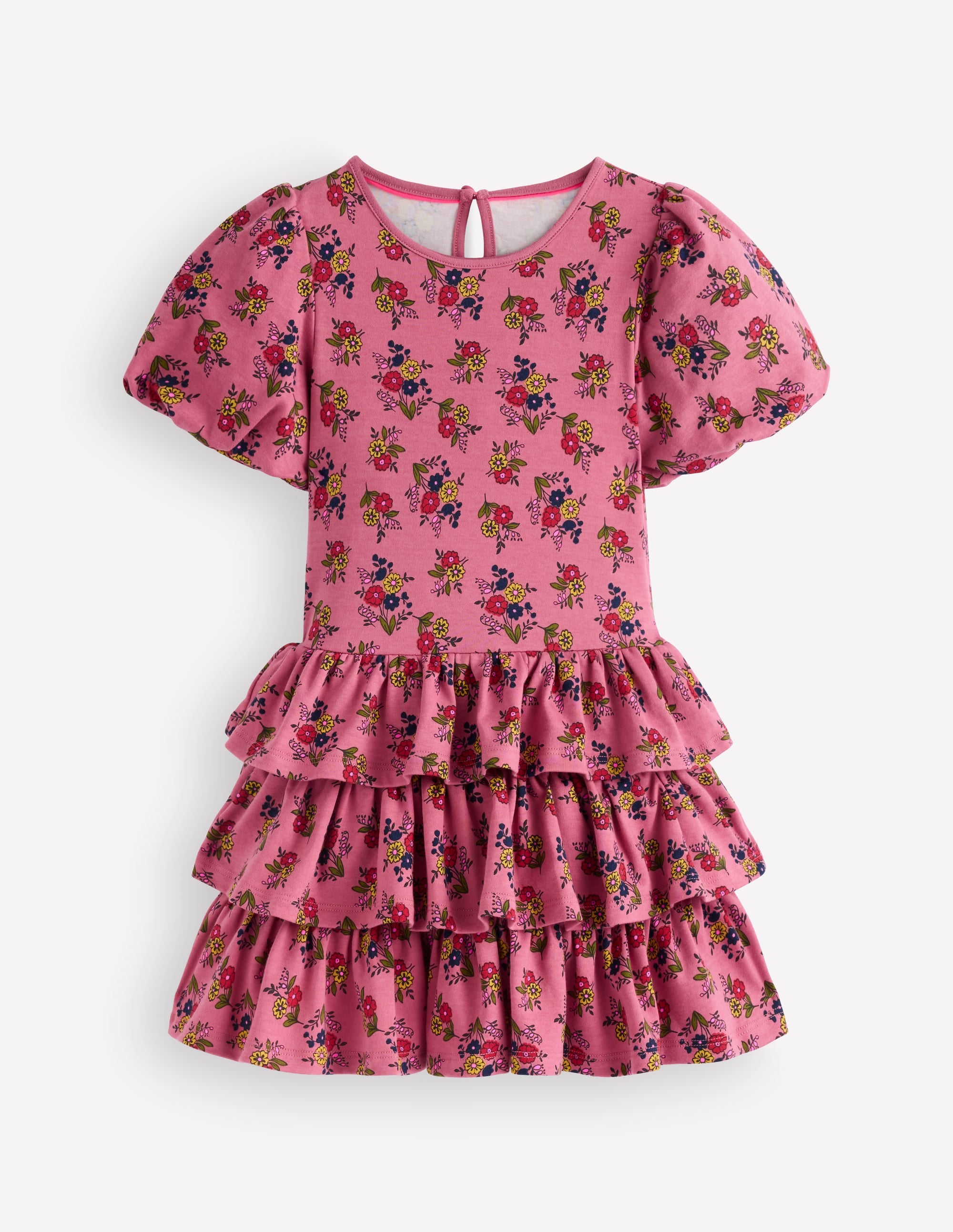 Ruffle Skirt Jersey Dress-Formica Pink Floral Bunches - Image 2