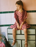 Ruffle Skirt Jersey Dress-Formica Pink Floral Bunches