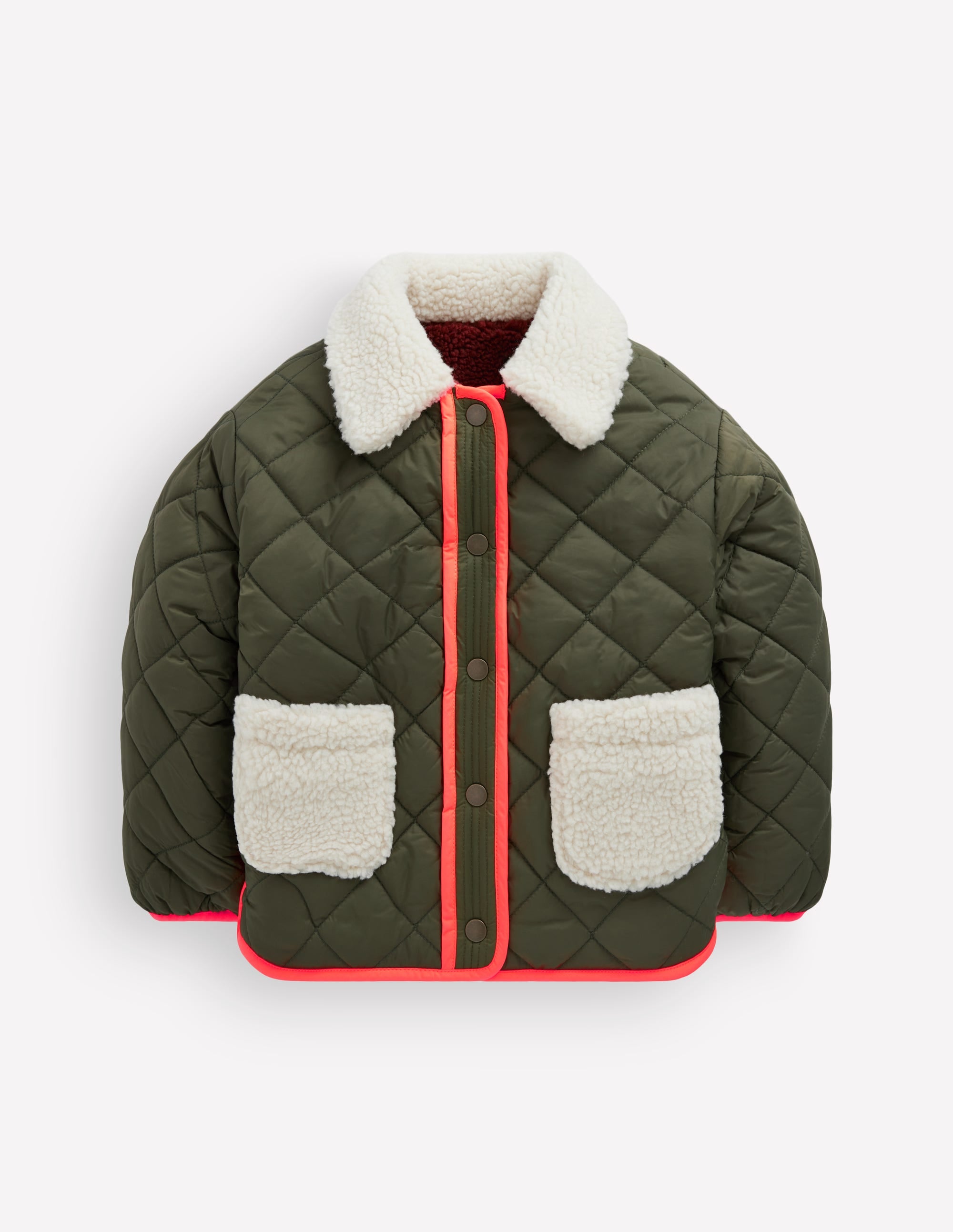 Reversible Borg Quilted Jacket-Falcon Green - Image 5
