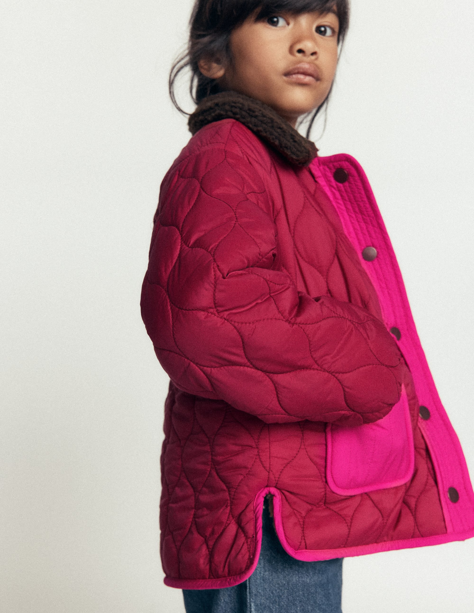 Reversible Borg Quilted Jacket-Leopard Multi - Image 2