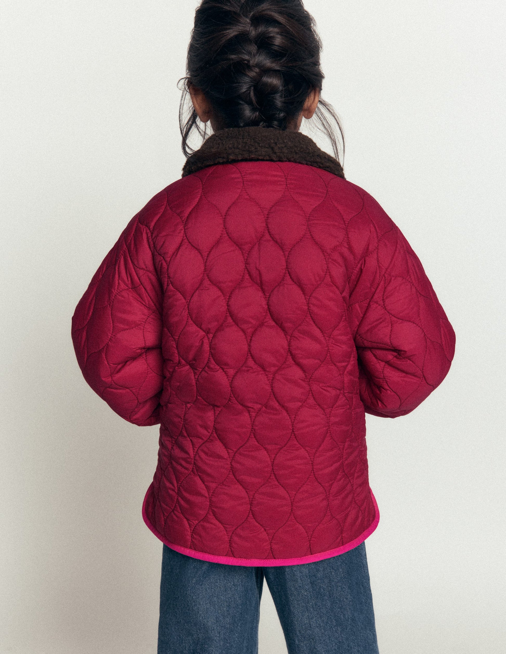 Reversible Borg Quilted Jacket-Leopard Multi-3