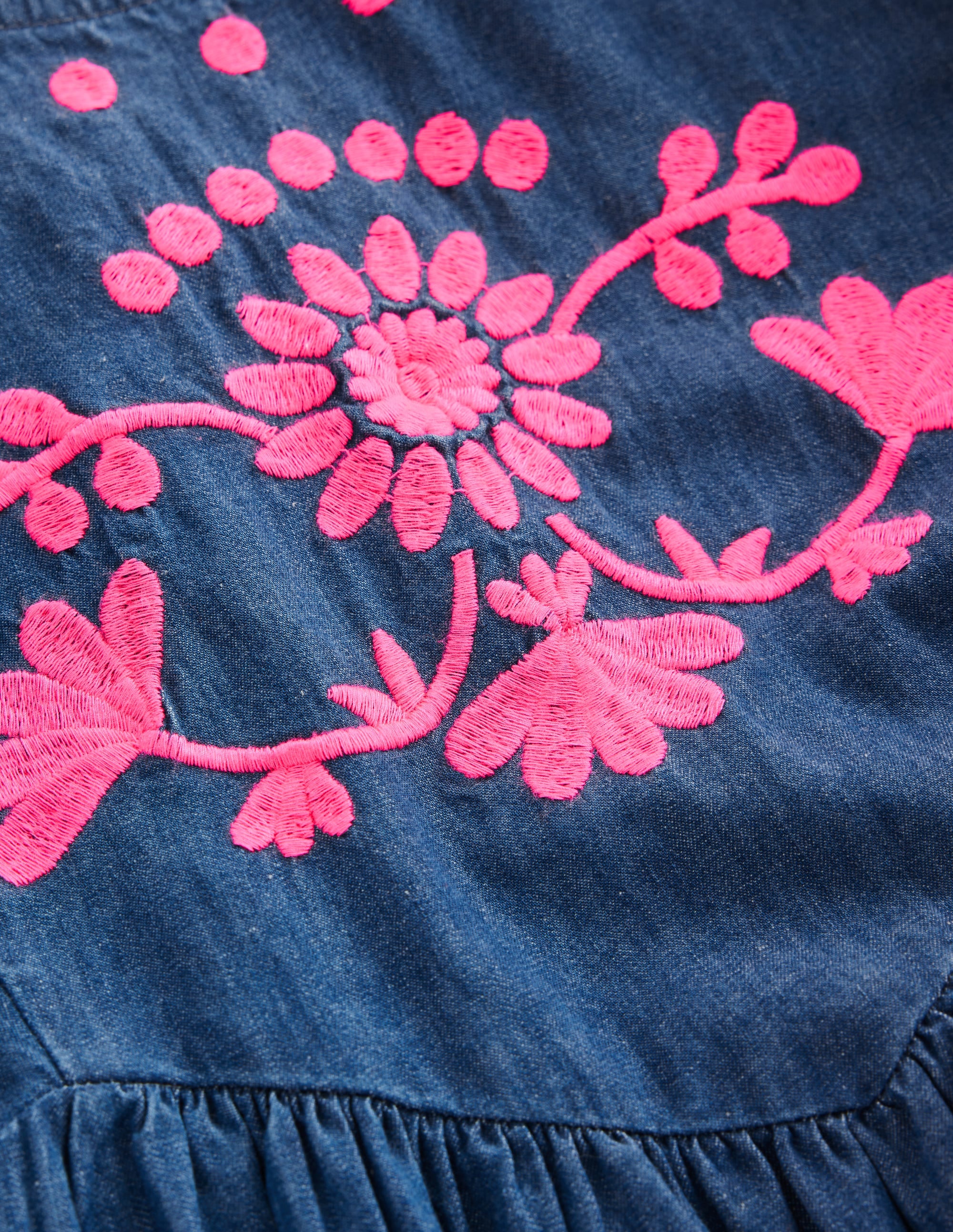 Celia Wing Sleeve Dress-Denim Pink Embroidery - Image 4