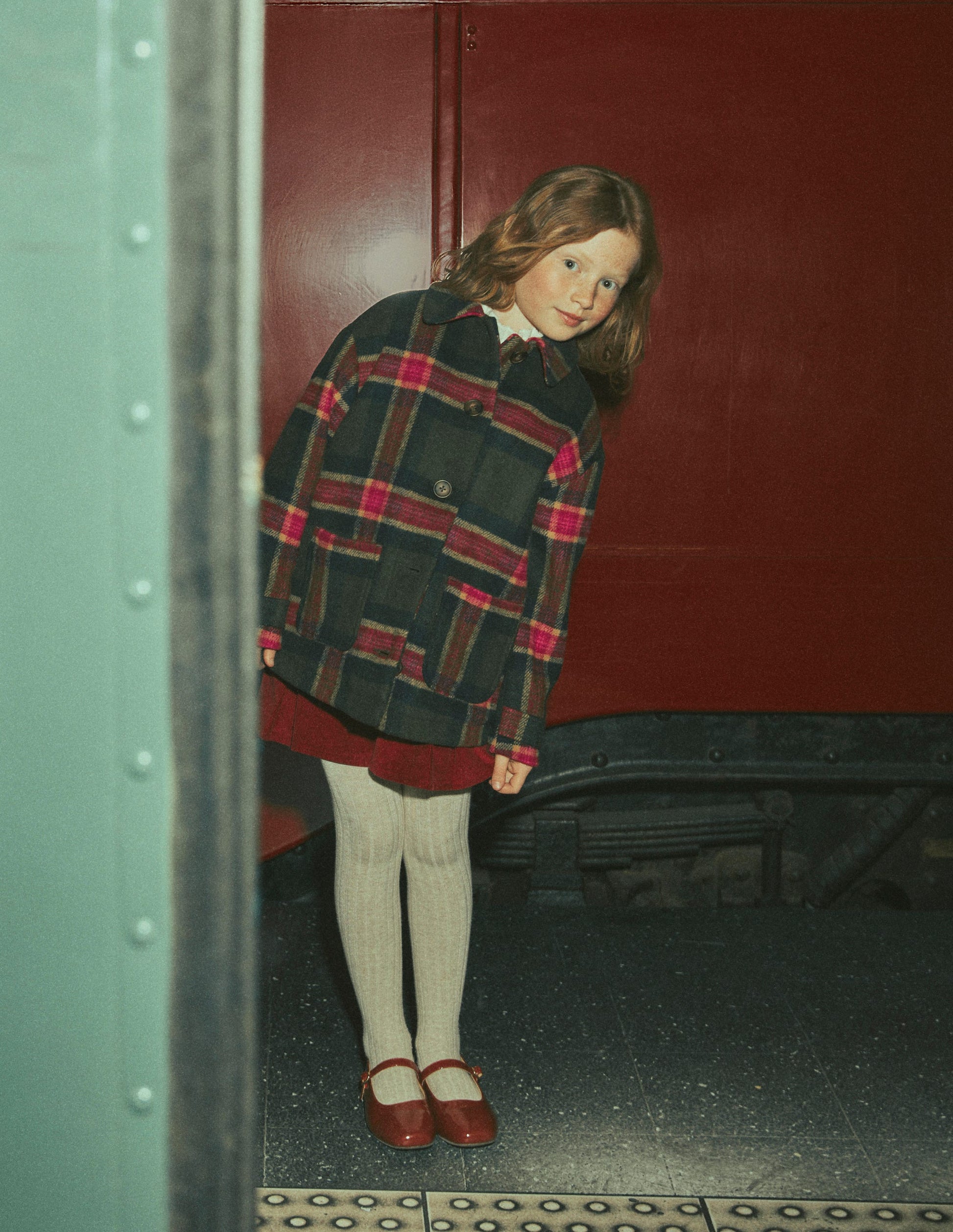 Wool Check Coat-Green Check-1