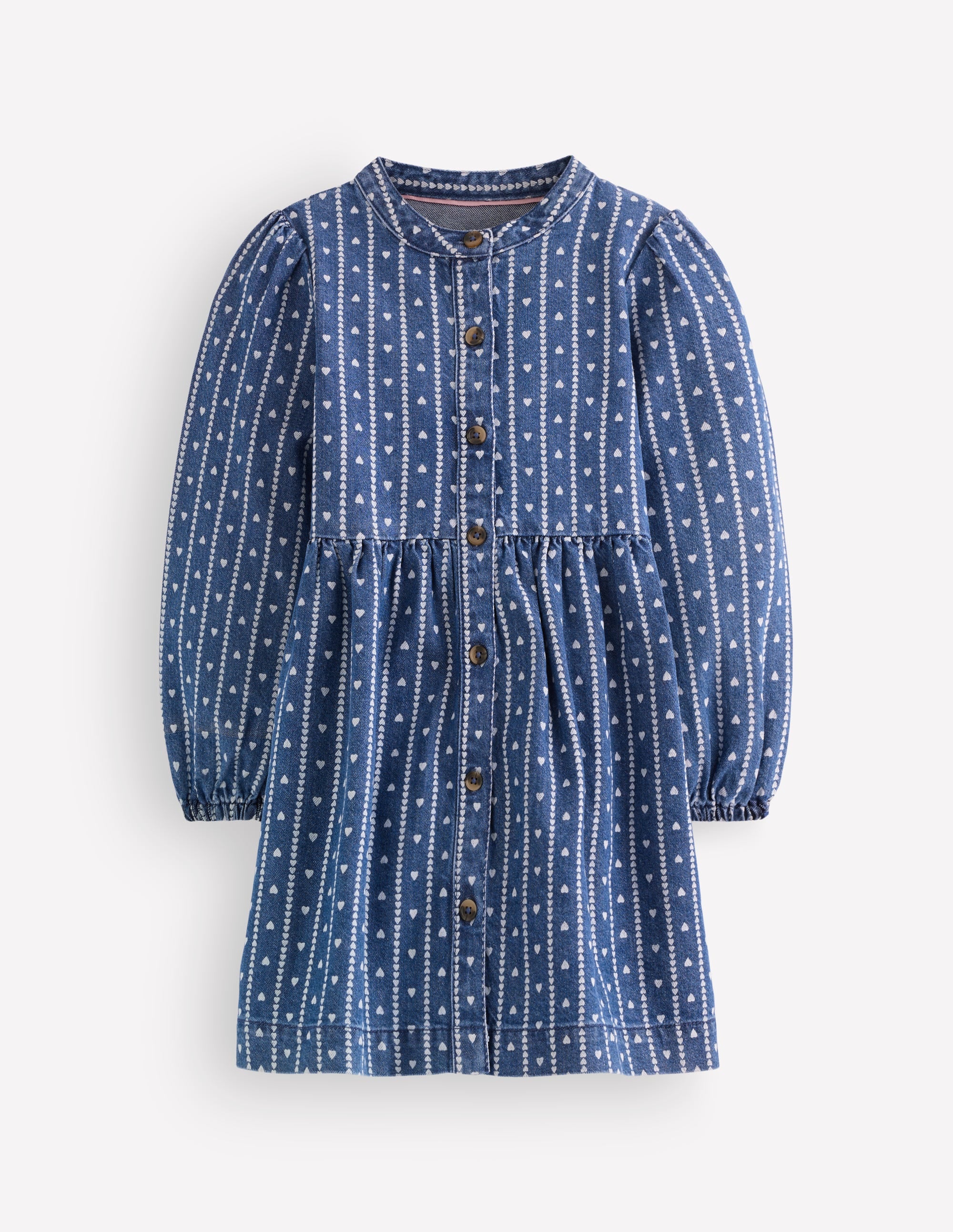 Betsy Woven Puff Sleeve Dress-Denim Tiny Hearts - Image 2