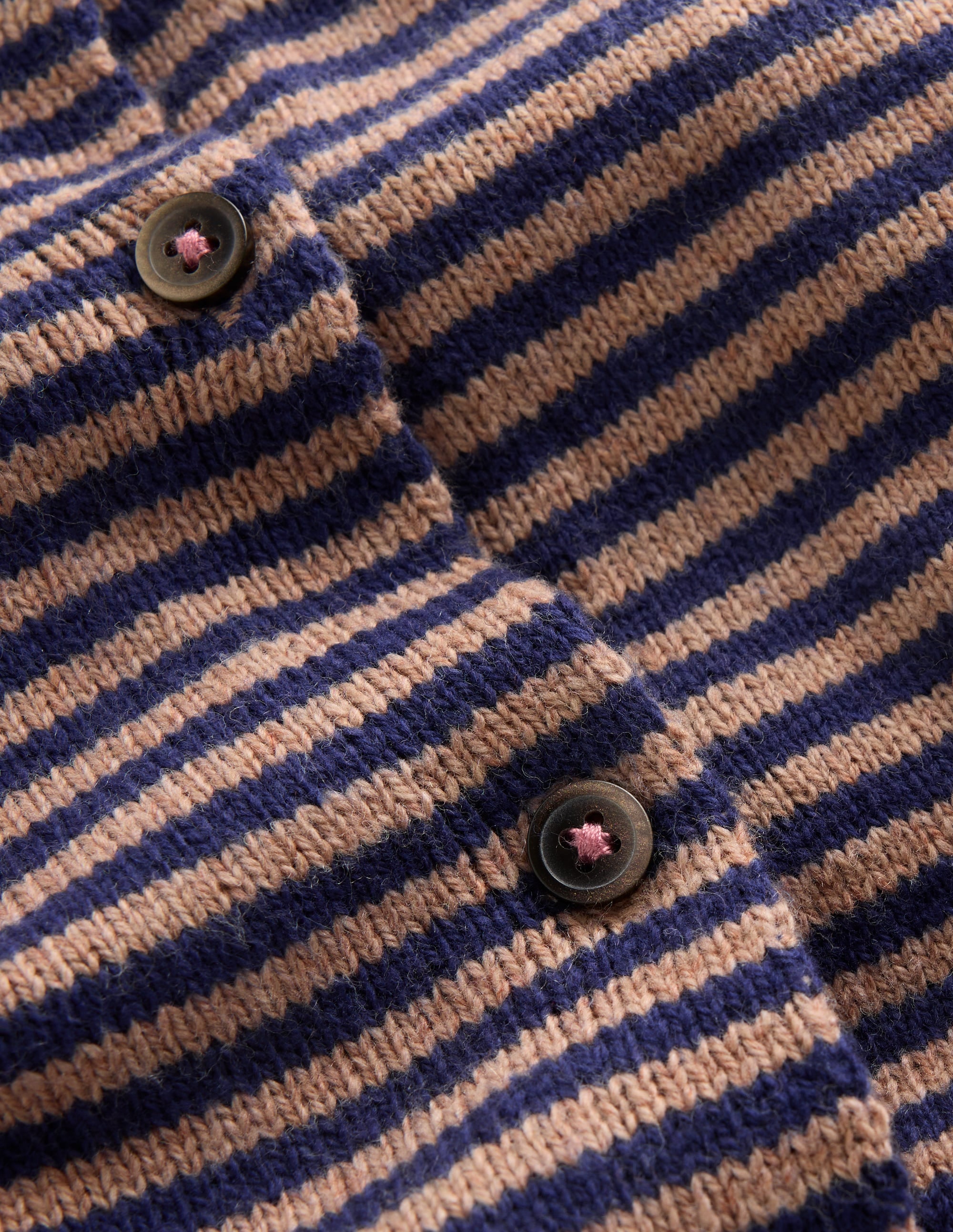 Pretty Peplum Cardigan-Camel/ College Navy Stripe - Image 4